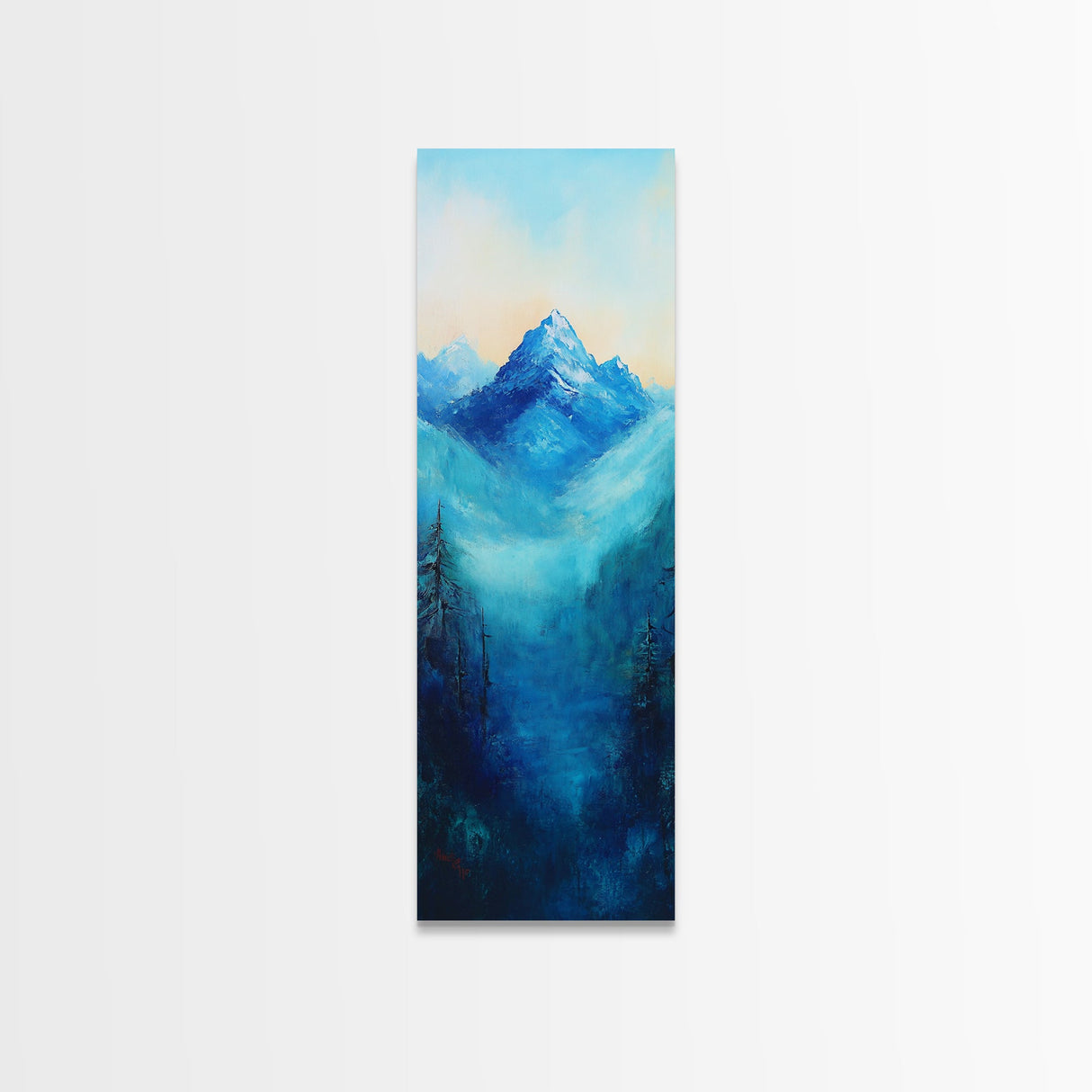 Rustic Art, Canvas Print, smoky mountain art, pine tree art, blue and green wall art, extra wide art, above bed wall art
