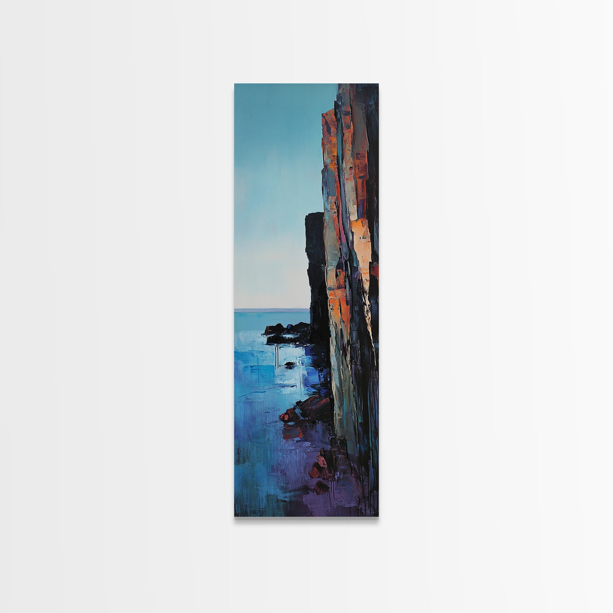 Cliffside, Ocean Horizon, Ireland Painting, Coastal Wall Art, Landscape Painting, Nautical Decor, Framed Canvas Print, Living Room Art