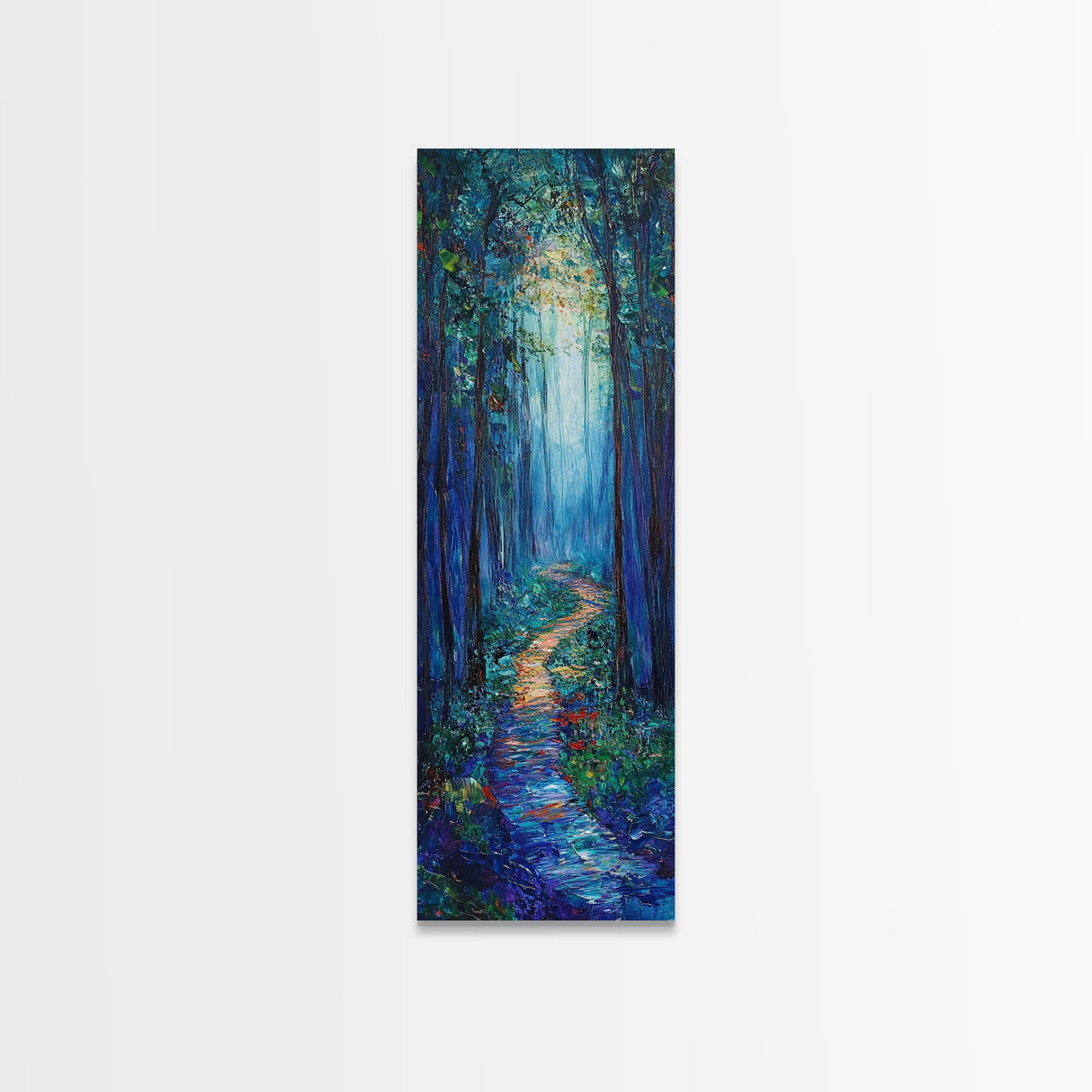 Misty Forest, pine tree art, framed canvas print, forest at dusk painting, wabi sabi art, landscape painting, moody art