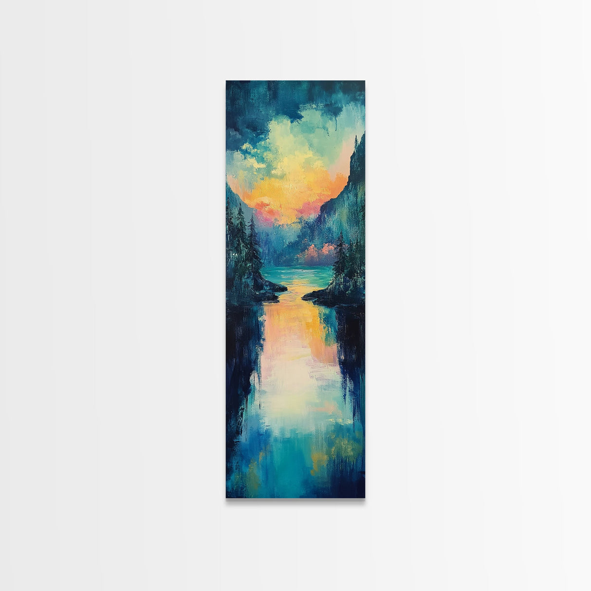 Moody Landscape Art, Sunset Painting, Smoky Mountain Art, Rustic Wall Art, Blue and Green Wall Art, Framed Canvas Print, Gift Idea