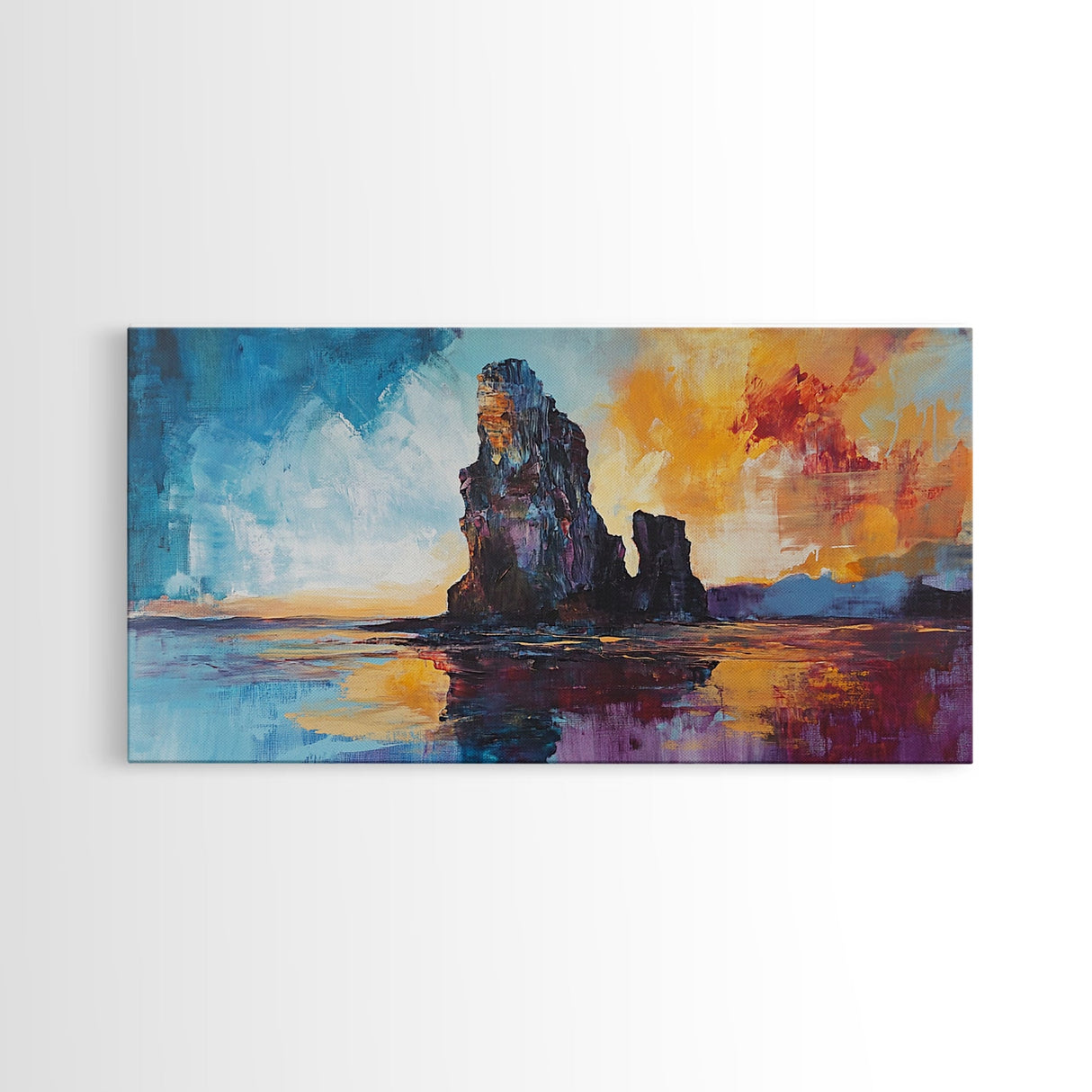 Dramatic Seascape, Framed Canvas Print, nautical painting, seascape painting, coastal decor, painting Morro Bay, extra wide art