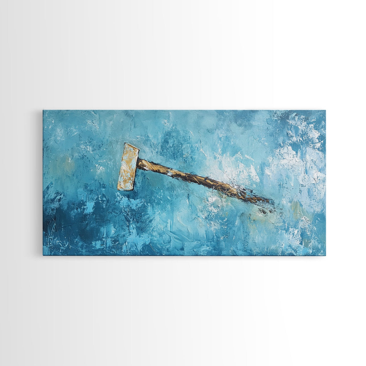 Wabi sabi art, minimalist art, framed canvas print, extra wide art, abstract painting, rustic wall art, textured blue wall decor