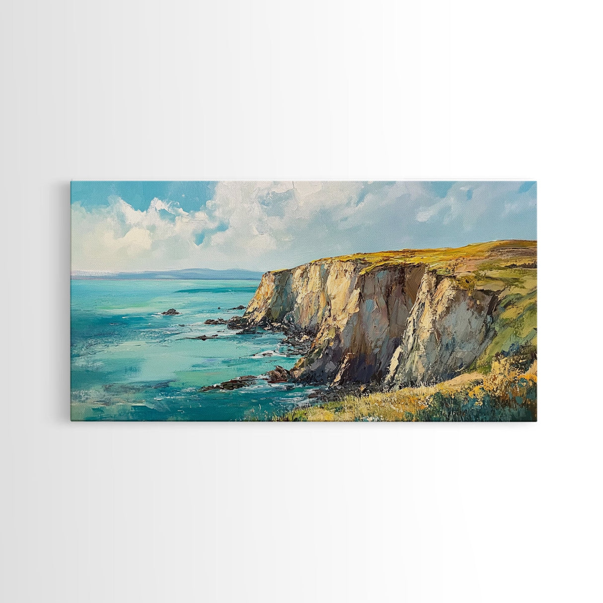 Ireland Painting, Coastal Cliffs, Ocean Landscape, Canvas Print, Nautical Wall Art, Coastal Landscape Art, Above Couch Art