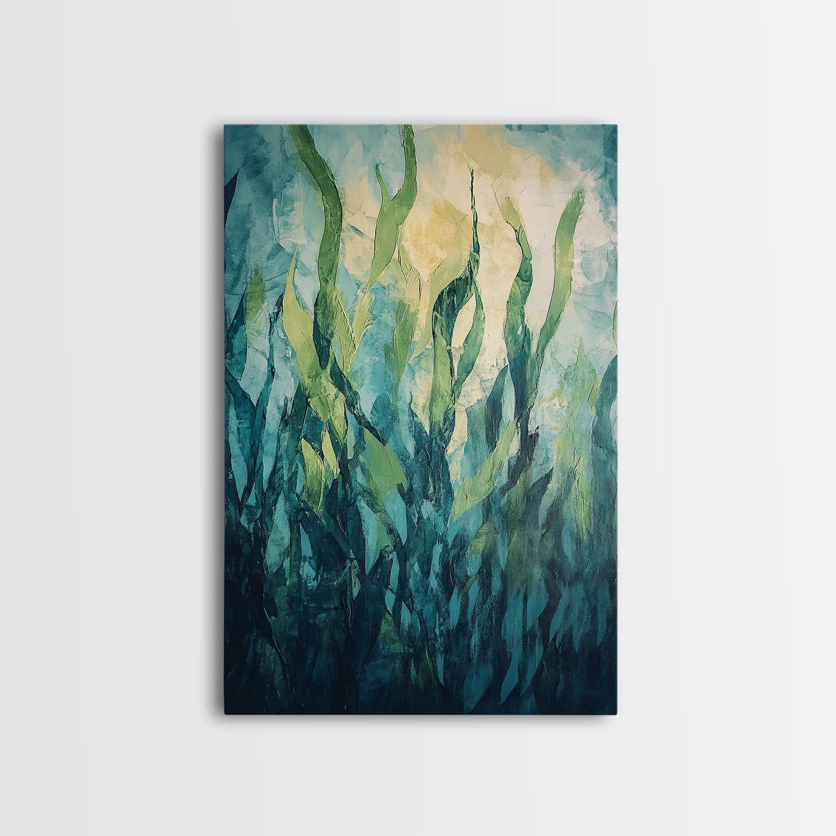 Underwater Kelp Forest, Coastal Landscape Art, Teal Wall Art, Nautical Decor, Nature Inspired Art, Wabi Sabi Art, Canvas Print