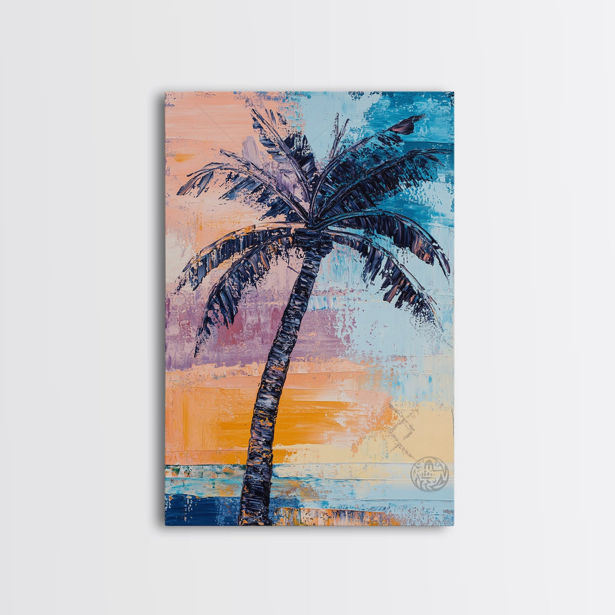 Palm Tree, tropical painting, coastal decor, surf wall art, Hawaii art, beach house decor, ocean painting, framed canvas print