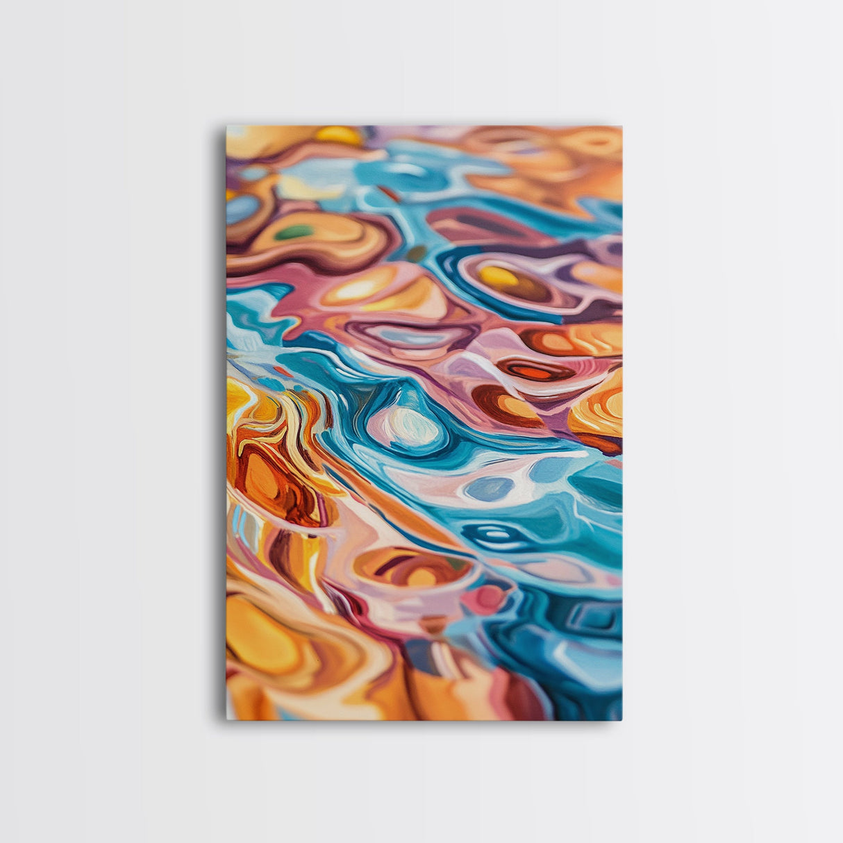 Abstract Swirls, Colorful Wall Art, Canvas Print, Geometric Art, Teal Wall Art, Whimsical Art, Psychedelic Painting, Modern Decor