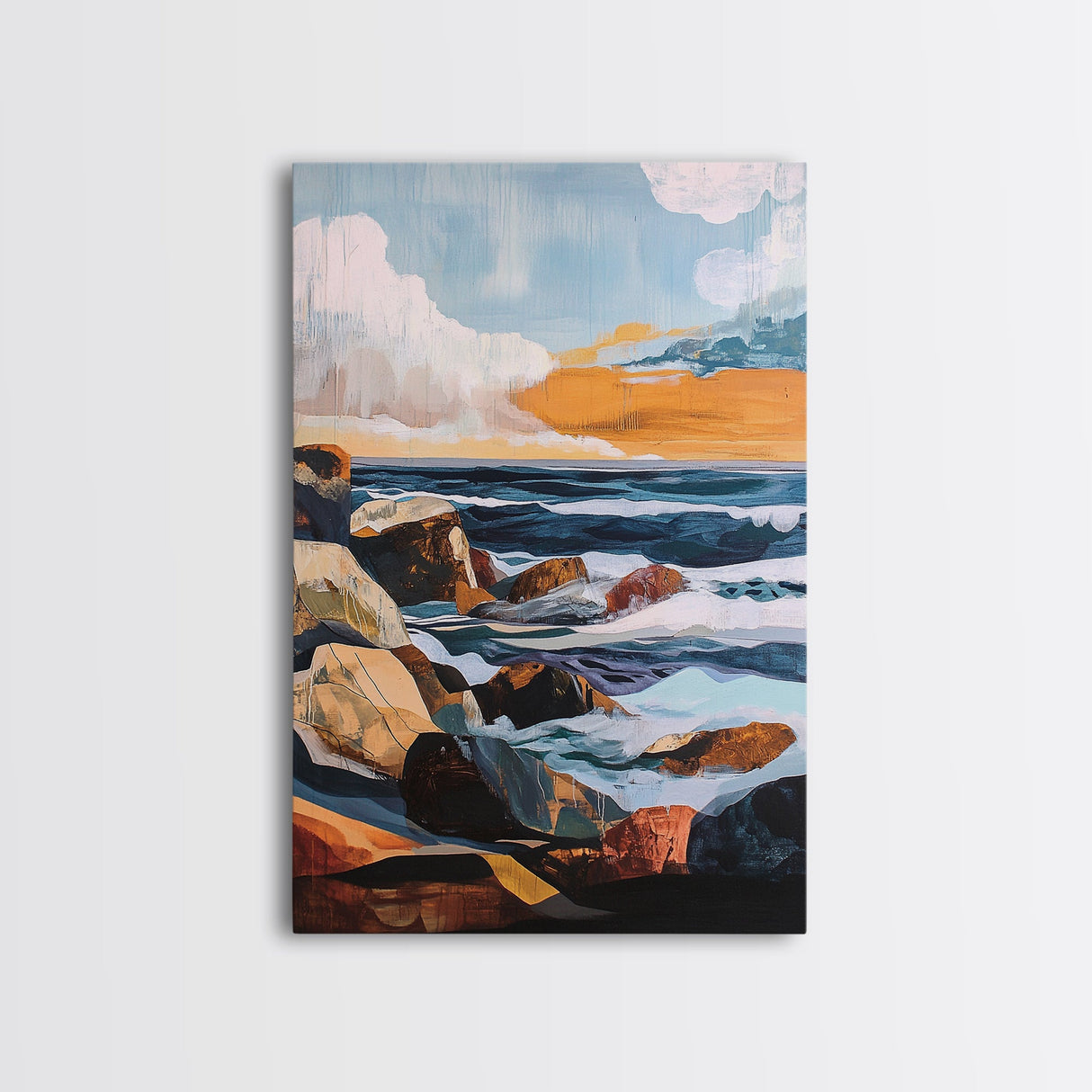 Stormy Coast, Moody Seascape, Canvas Print, Nautical Wall Art, Coastal Decor, Rustic Art, Ocean Painting, Gift Idea, Bedroom Art