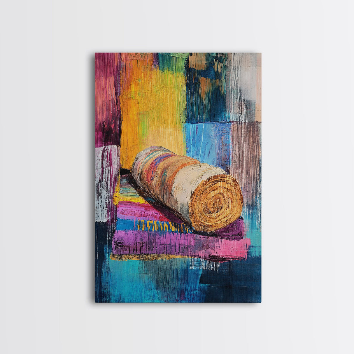 Abstract Roll, Wabi Sabi Art, Modern Abstract Art, Geometric Wall Art, Colorful Art, Minimalist Art, Canvas Print, Gift Idea