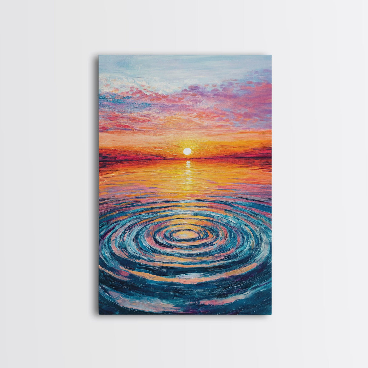 Ocean Ripple Canvas Print | Beach Sunset Painting | Seascape Wall Art | Coastal Decor | Living Room Wall Art | Vibrant Colors