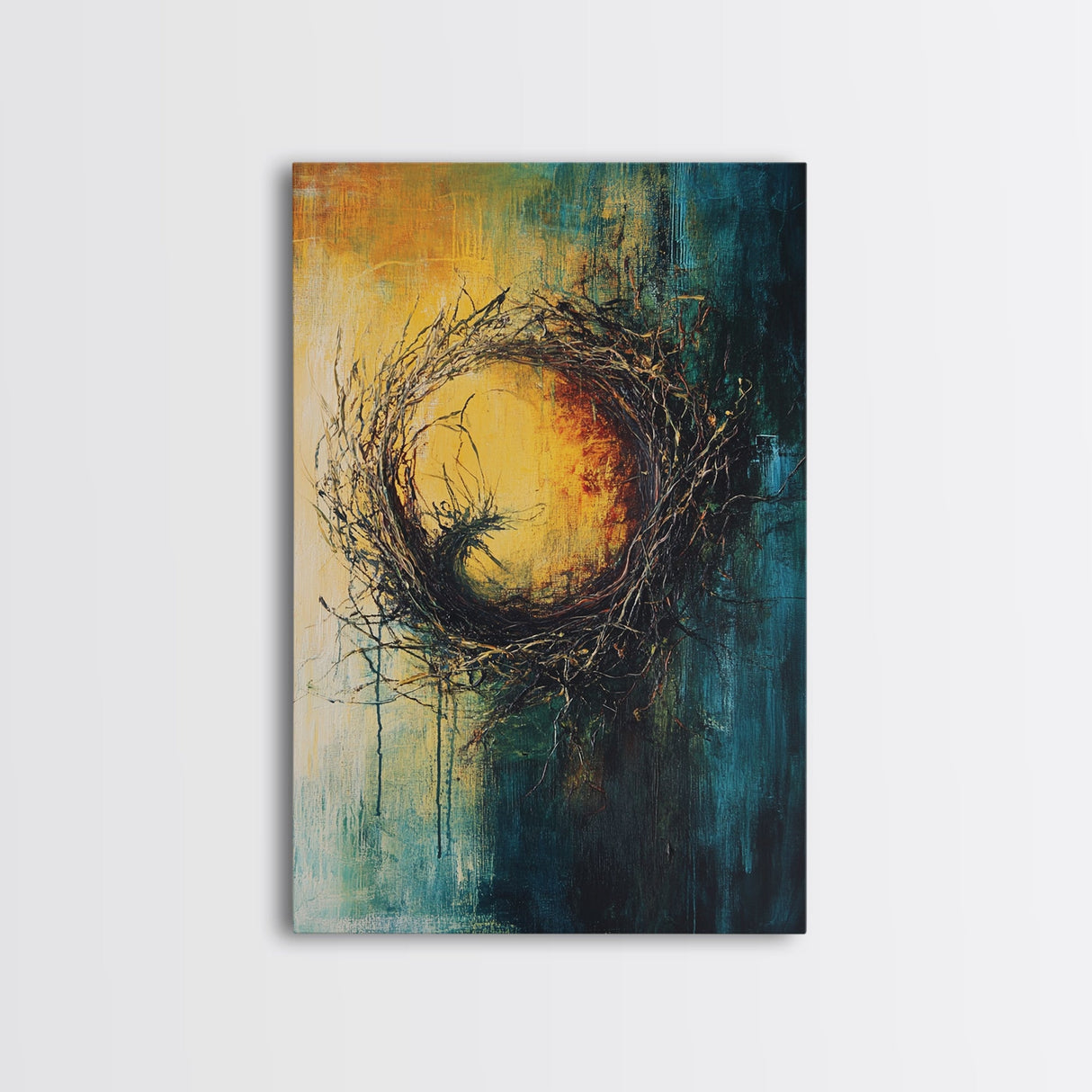 Rustic Bird Nest Canvas Print Minimalist Nature Wall Art Farmhouse Home Decor Moody Artwork Cozy Living Room Art Gift Under 50