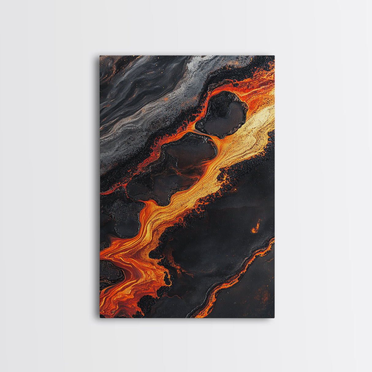 Molten Lava Flow Canvas Print Abstract Fire Art Modern Home Decor Dramatic Wall Artwork Industrial Style Accent Unique Gift Idea