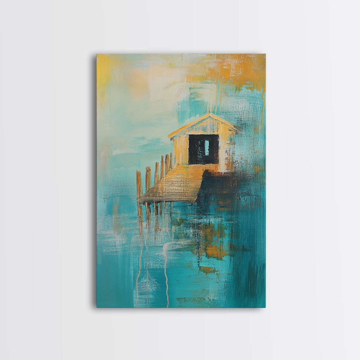 Fishing Shack, Nautical Painting, Coastal Wall Art, Rustic Wall Art, Ocean Art, Living Room Art, Canvas Print, Gift Idea