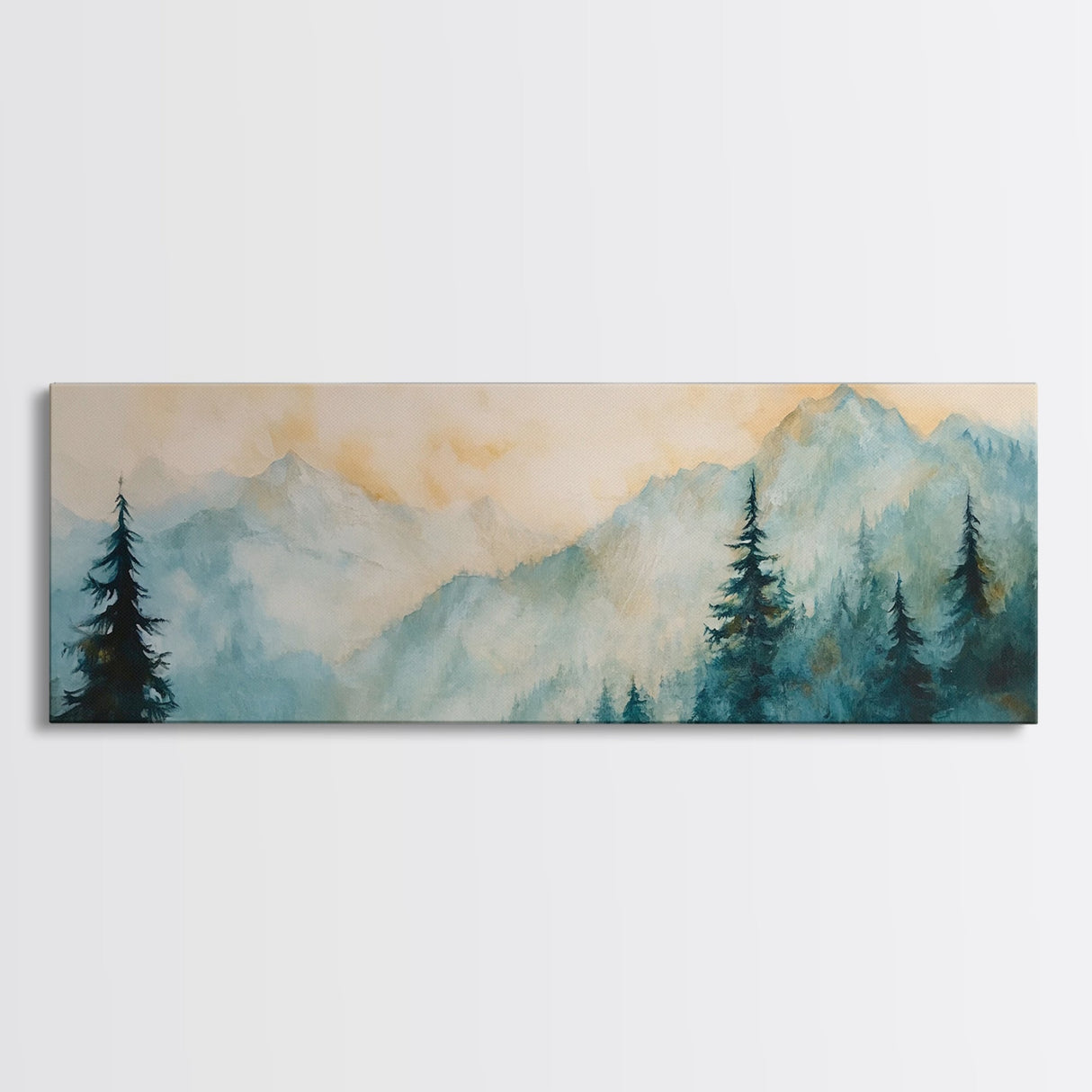 Misty Mountain Pines Canvas Print Serene Forest Landscape, Nature Wall Art, Boho Cabin Decor, Bedroom or Office Artwork, Rustic Vibes