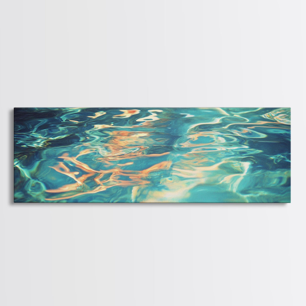 Reflective Water Painting Tranquil Blue Abstract Wall Art Fluid Ocean Surface Artwork Minimalist Modern Decor Bedroom