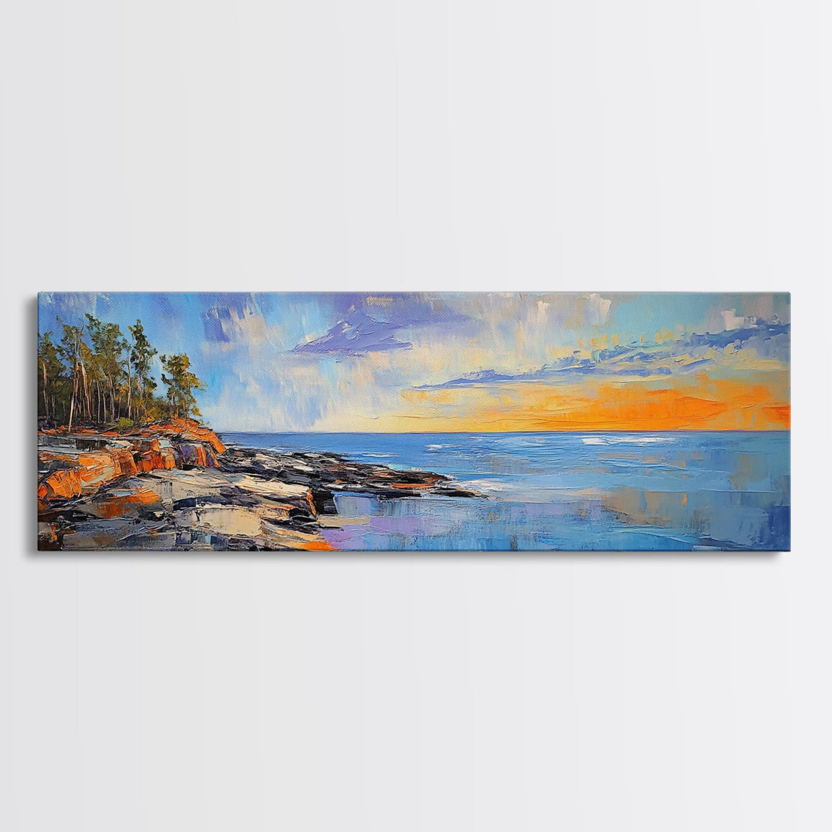 Sunset Coastal Escape Canvas Print, Scenic Ocean Landscape, Nature Wall Art, Beach House Decor, Vibrant Art, Living Room Art