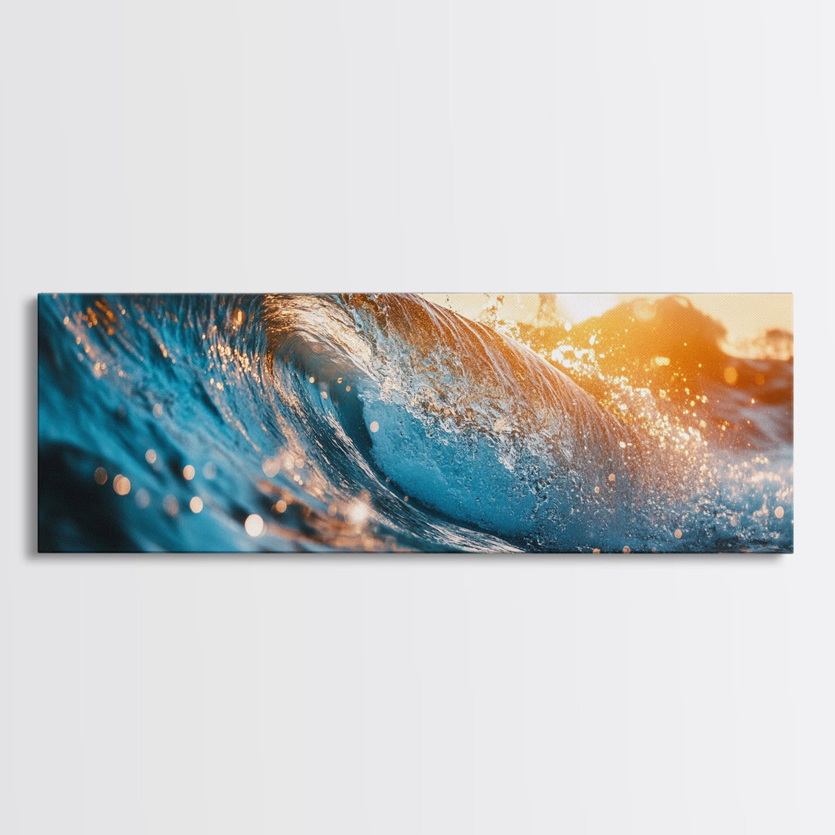 Sunset Wave Framed Canvas Print Ocean Photography Wall Art, Surf Art, Coastal Home Decor, Beach Aesthetic, Living Room Art