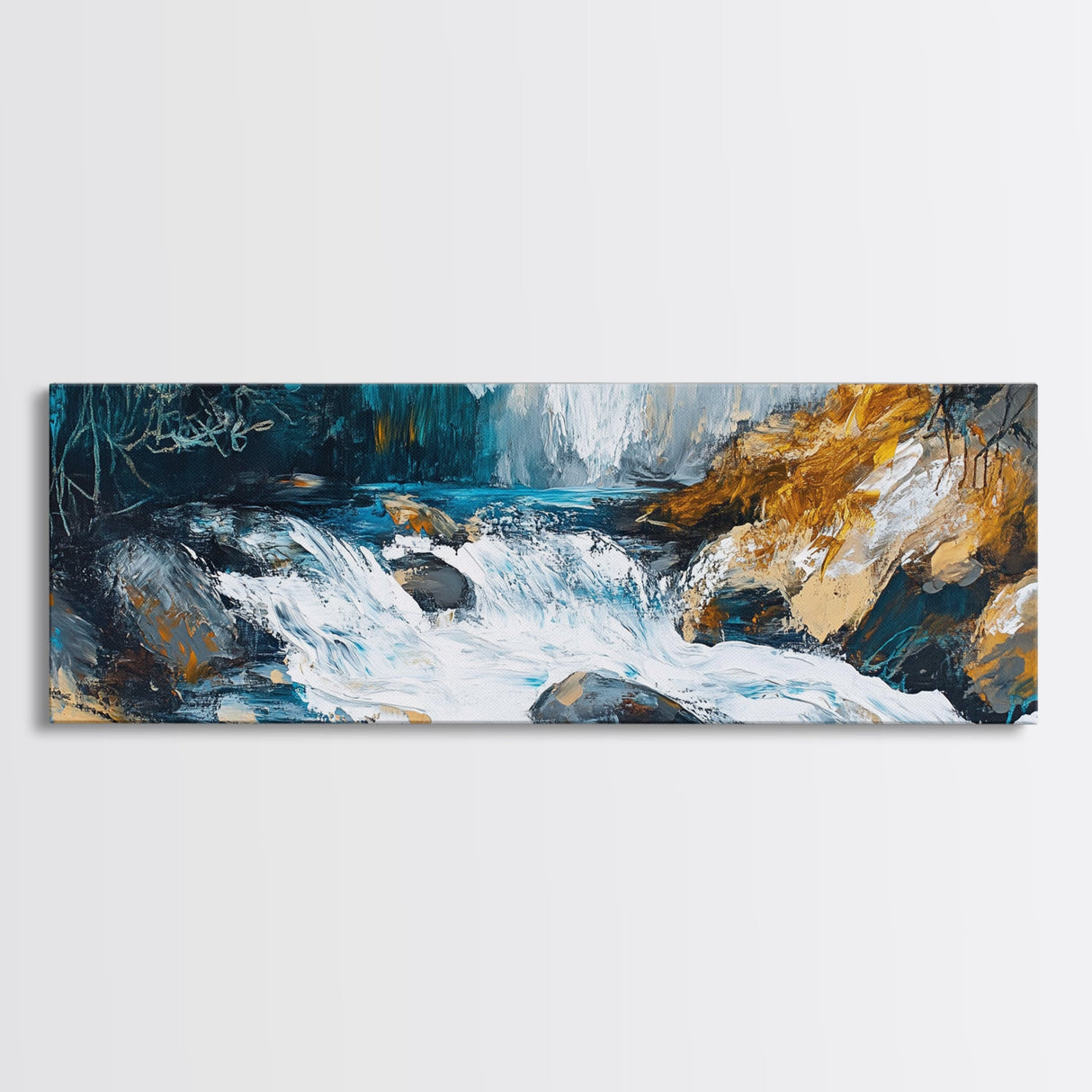 Wild River Rapids Framed Canvas Print Nature Landscape Art Rustic Cabin Wall Decor Adventure Themed Living Room Wall Art
