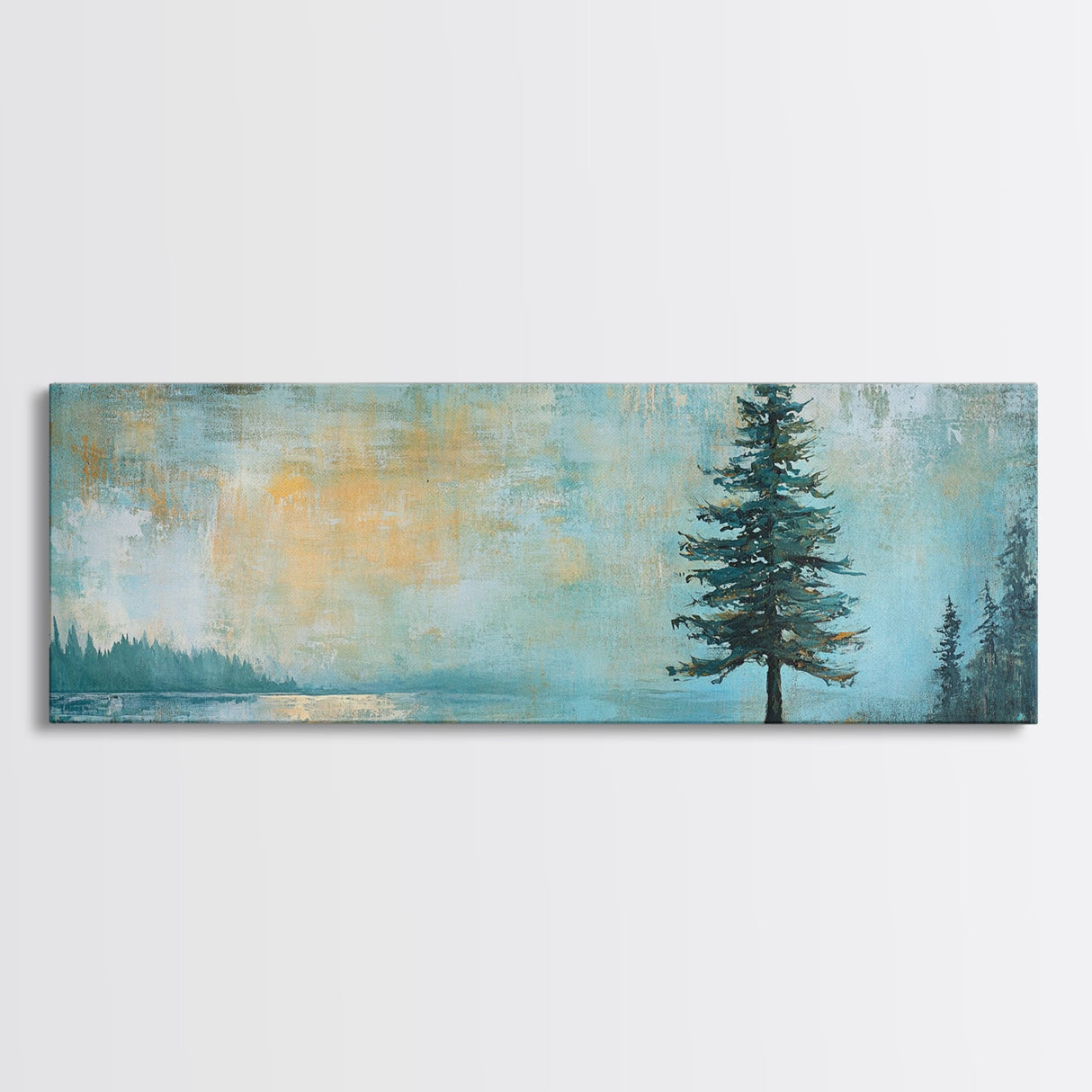 Solitary Tree, Abstract Nature, Textured Painting, Framed Canvas Print, Rustic Wall Art, Cozy Cabin Decor, Office Wall Decor