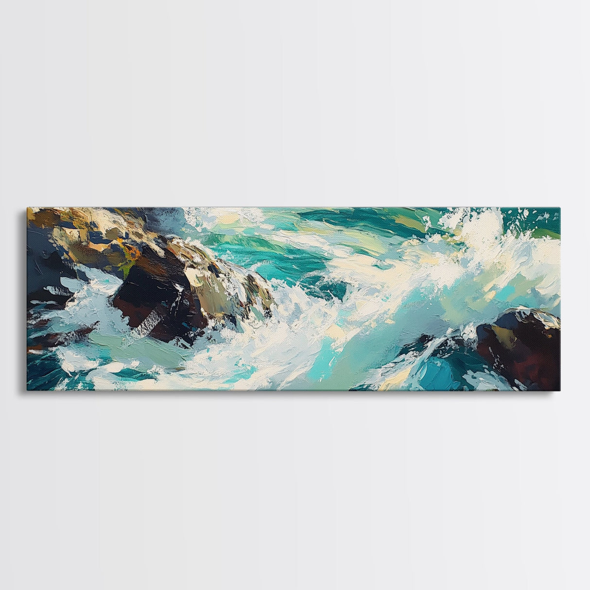 Ocean Waves, Coastal Seascape Art, Beach House Wall Decor, Blue Abstract Painting, Living Room Art, Modern Print, Canvas Print