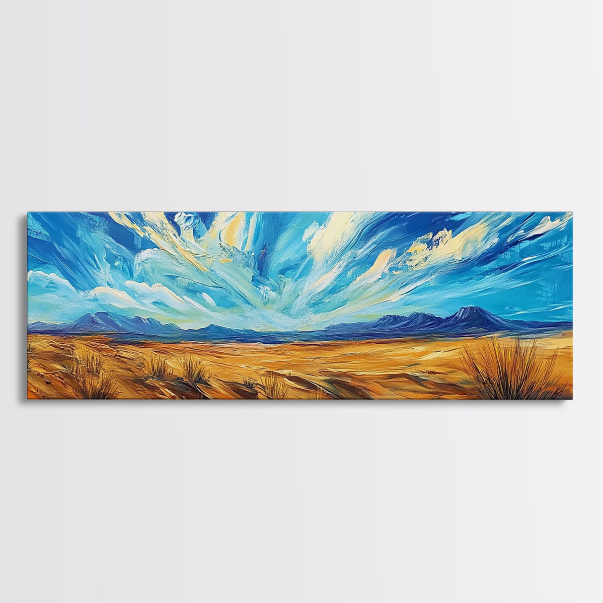 Desert Landscape, Sunset Over Mountains, Nature Painting, Home Decor, Living Room Art, Canvas Print, Framed Canvas Print