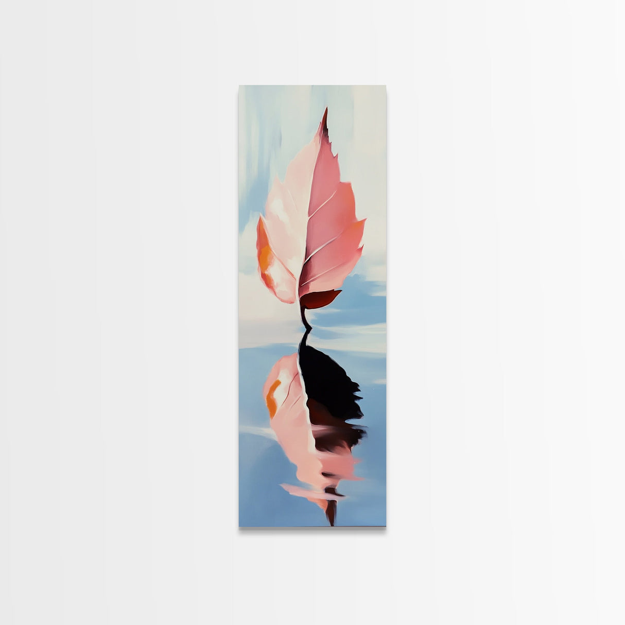 Floating Leaf, Autumn Reflection, Water Stillness, Canvas Print, Fall Wall Art, Minimalist Aesthetic, Tranquil Decor, Nature Inspired