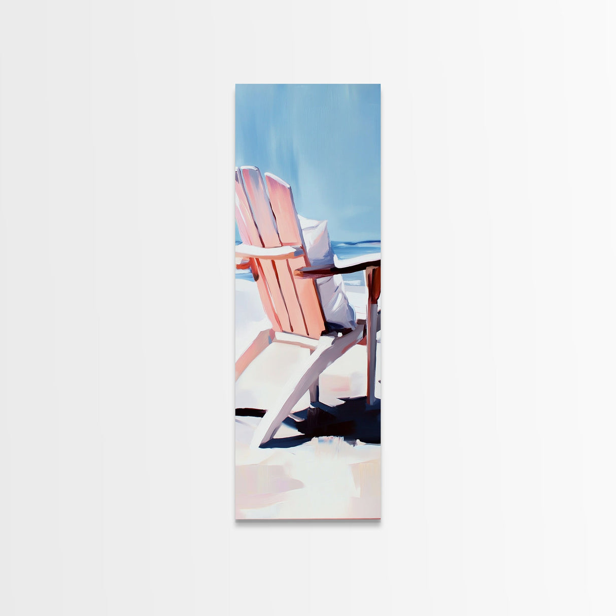 Adirondack Chair, Beachside Relaxation, Pink and Blue Art, Framed Canvas Print, Coastal Home Decor, Summer Vibes, Living Room Wall Art