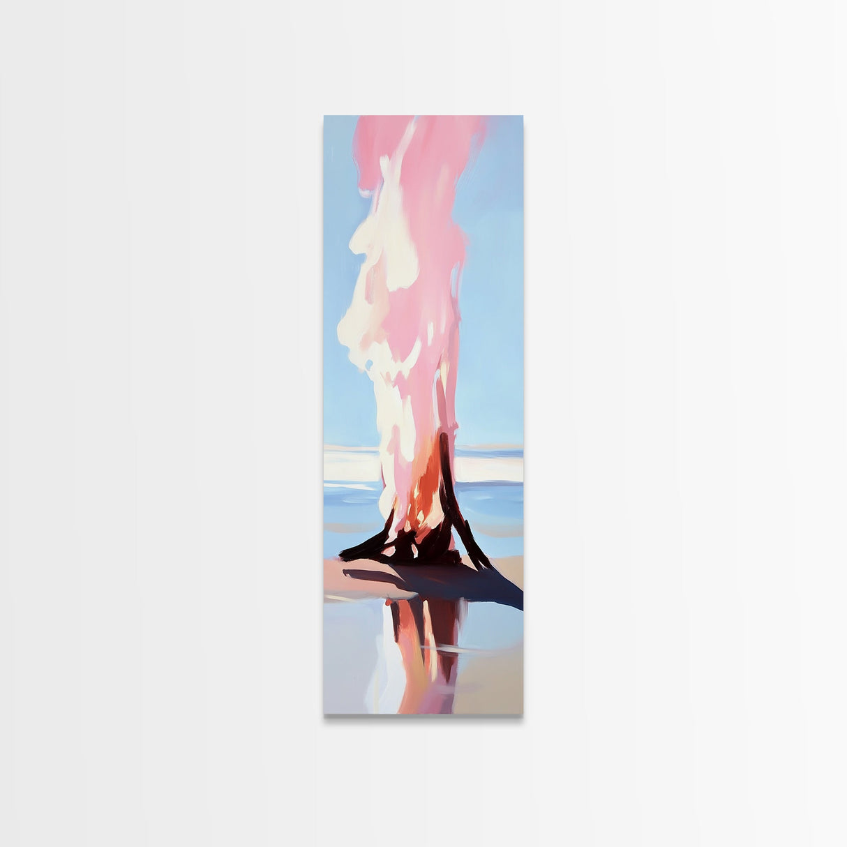 Burning Tree, Surreal Landscape Art, Abstract Nature Print, Dreamy Wall Art, Modern Home Decor, Soft Color Palette, Canvas Print