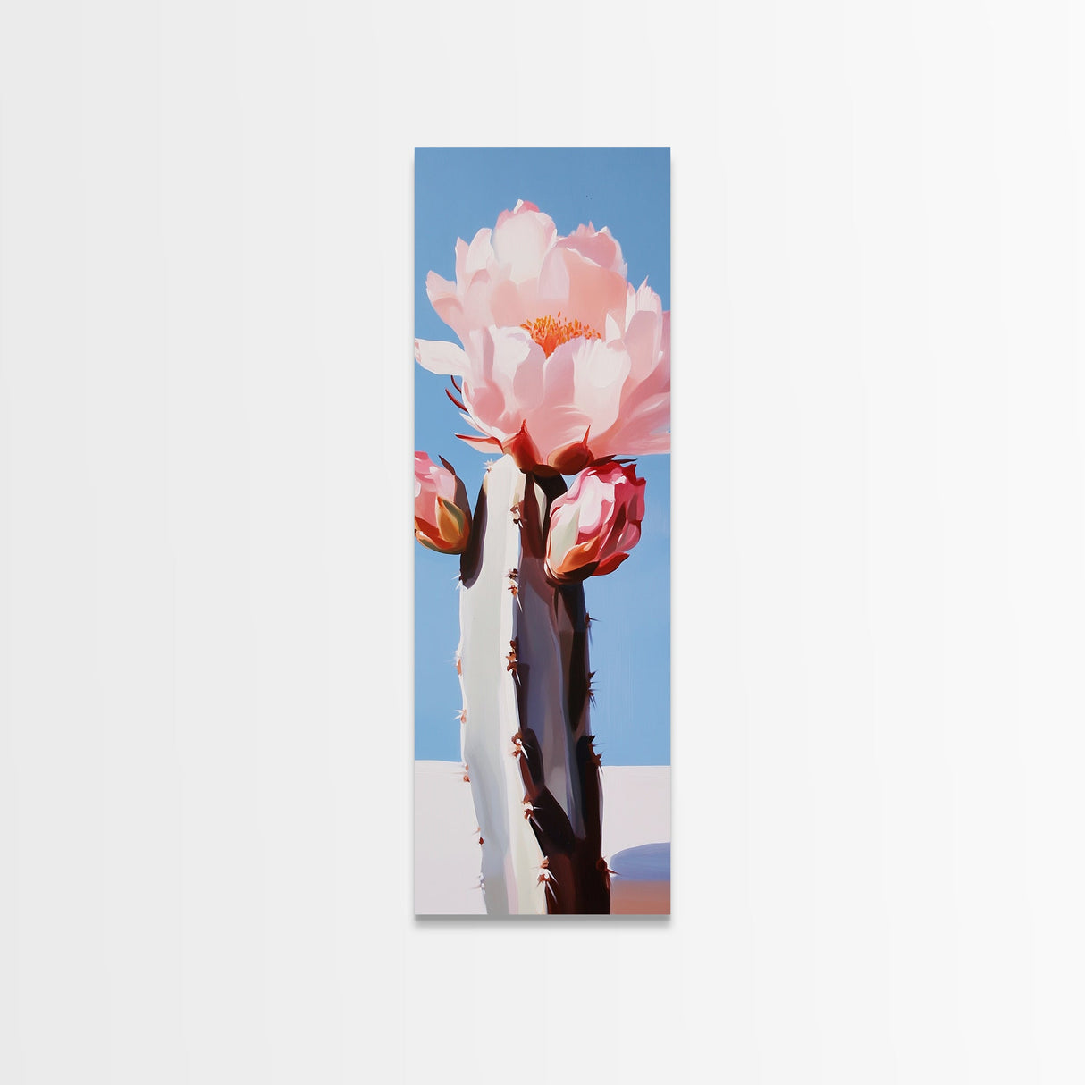 Blooming Cactus, Floral Wall Art, Desert Decor, Boho Aesthetic, Southwestern Art, Vibrant Botanical Painting, Canvas Print