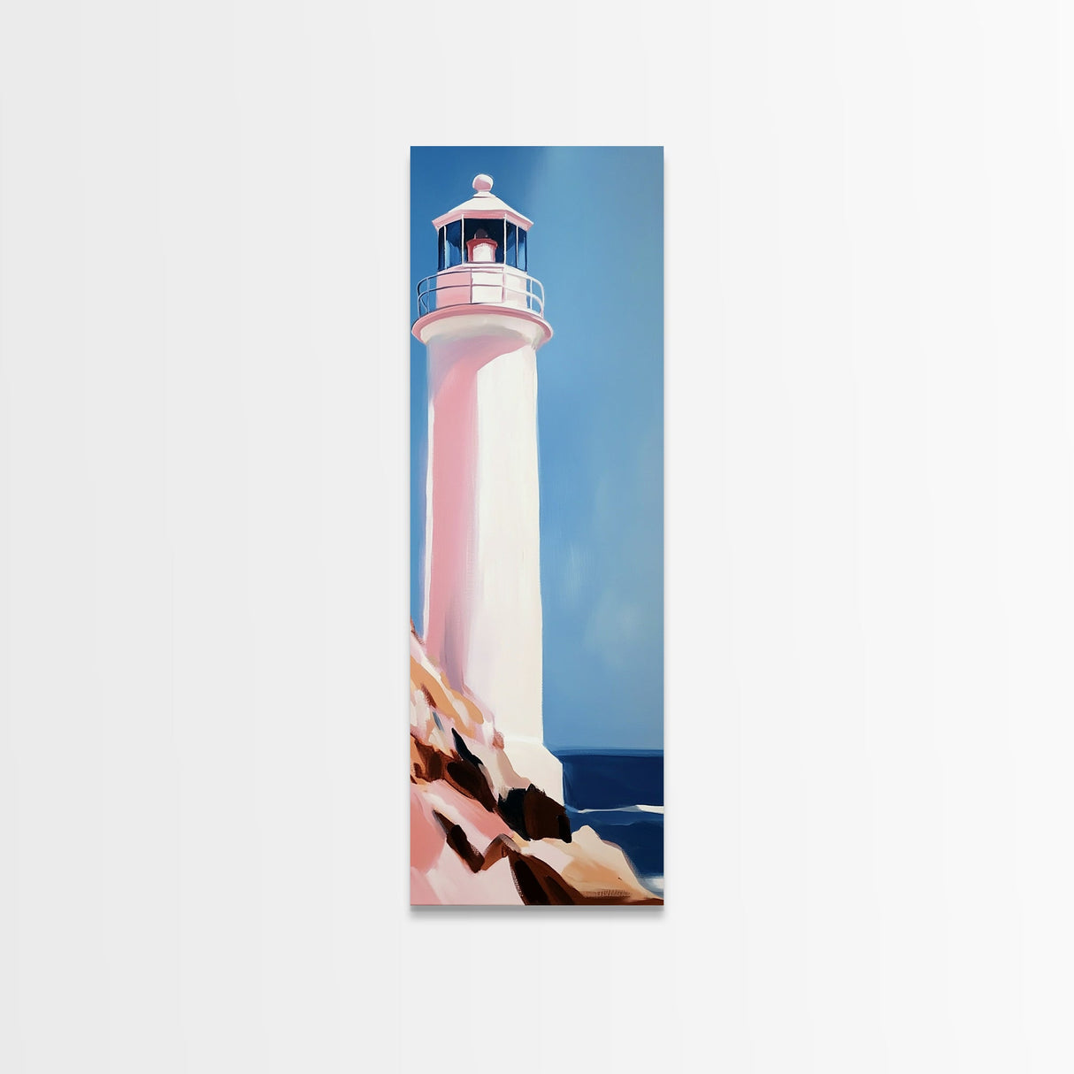 Lighthouse Serenity, Coastal Escape, Ocean Calm, Canvas Print, Nautical Wall Art, Minimalist Decor, Beach House Aesthetic, Office Art