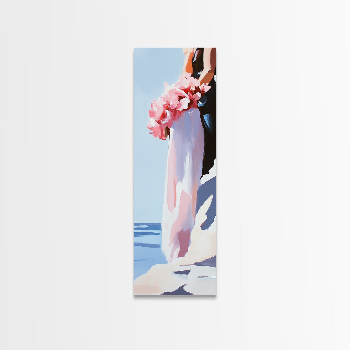 Blush Florals, Coastal Romance, Gentle Breeze, Framed Canvas Print, Feminine Wall Art, Boho Home Decor, Bedroom Art, Seaside Aesthetic