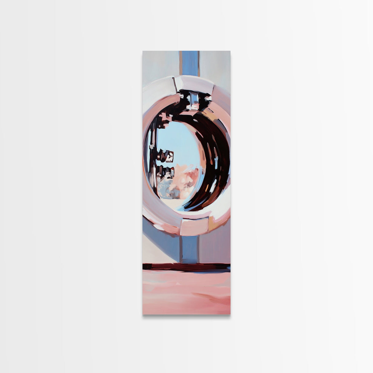 Porthole Reflection, Nautical Aesthetic, Ocean View Art, Framed Canvas Print, Modern Minimalist, Coastal Decor, Living Room Art