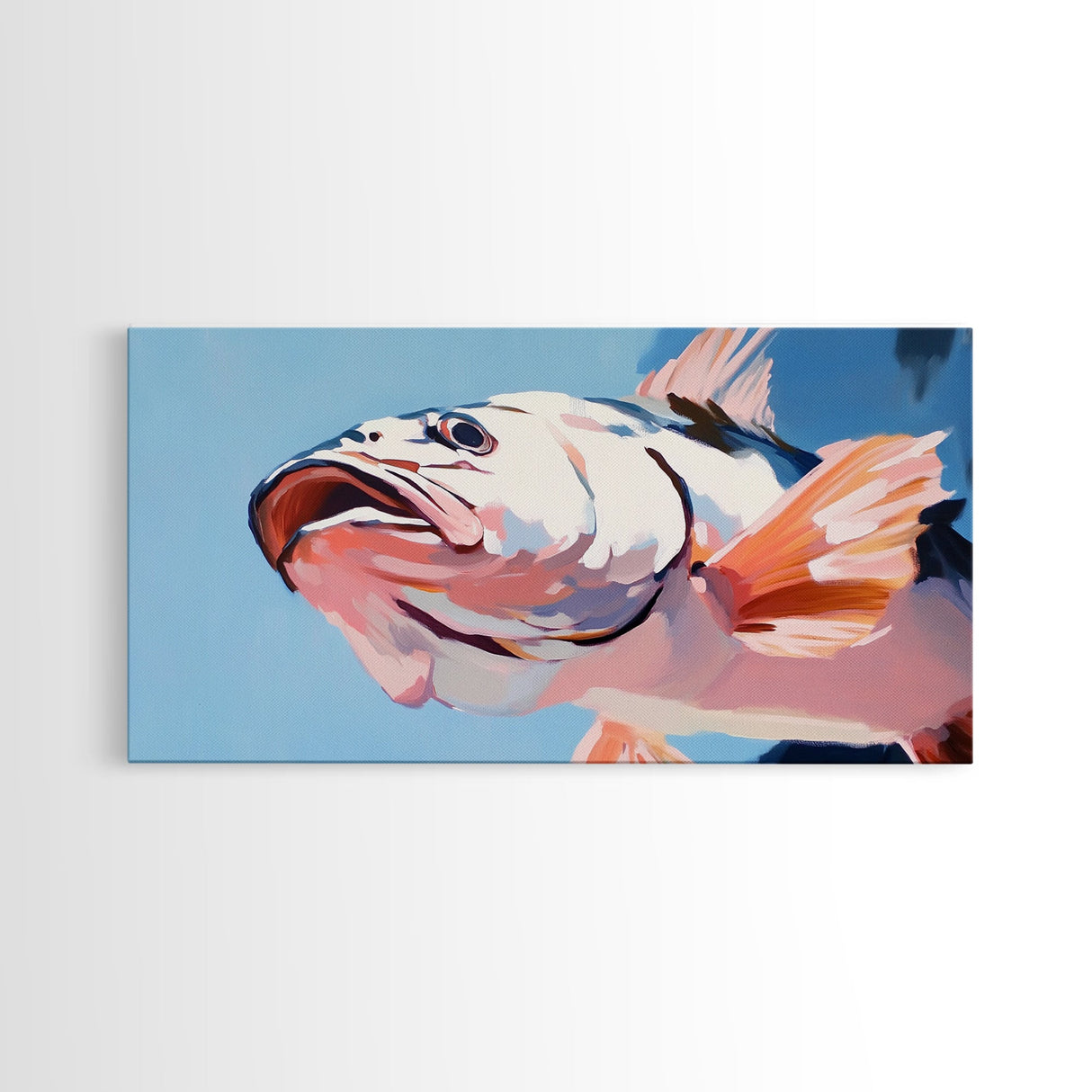 Pink Fish, Ocean Art, Coastal Aesthetic, Nautical Wall Art, Beach House Decor, Sea Life Painting, Living Room Wall Art, Canvas Print