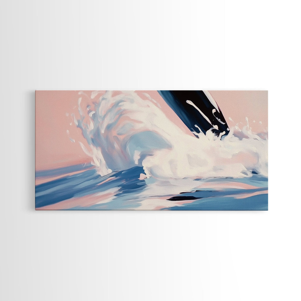 Splashing Wave, Surfer Art, Framed Canvas Print, Ocean Wall Art, Coastal Vibes, Modern Beach Decor, Nautical Artwork, Living Room Art