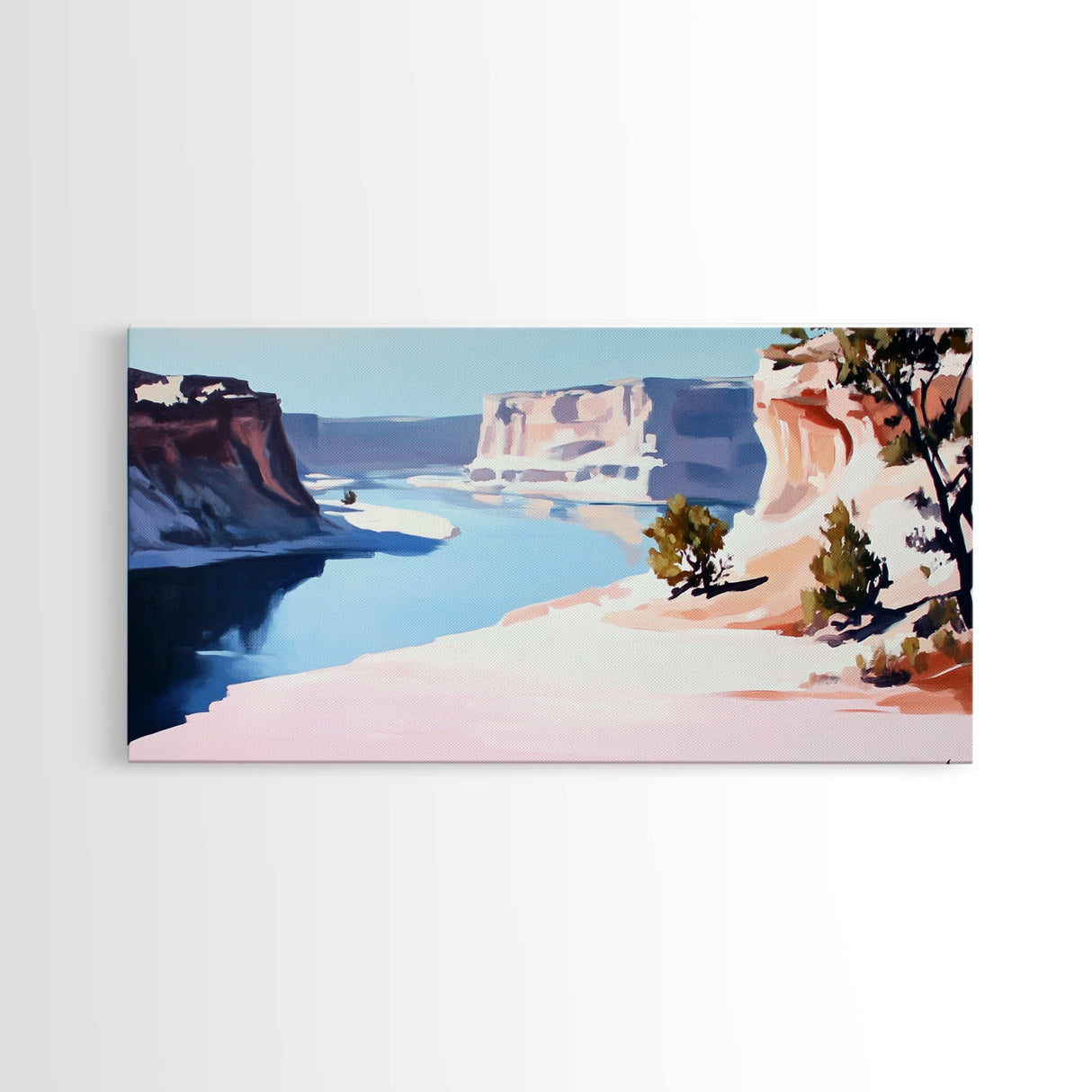 Desert River, Southwest Landscape, Canvas Print, Boho Wall Art, Nature Painting, Earthy Home Decor, Western Art, Office Wall Art