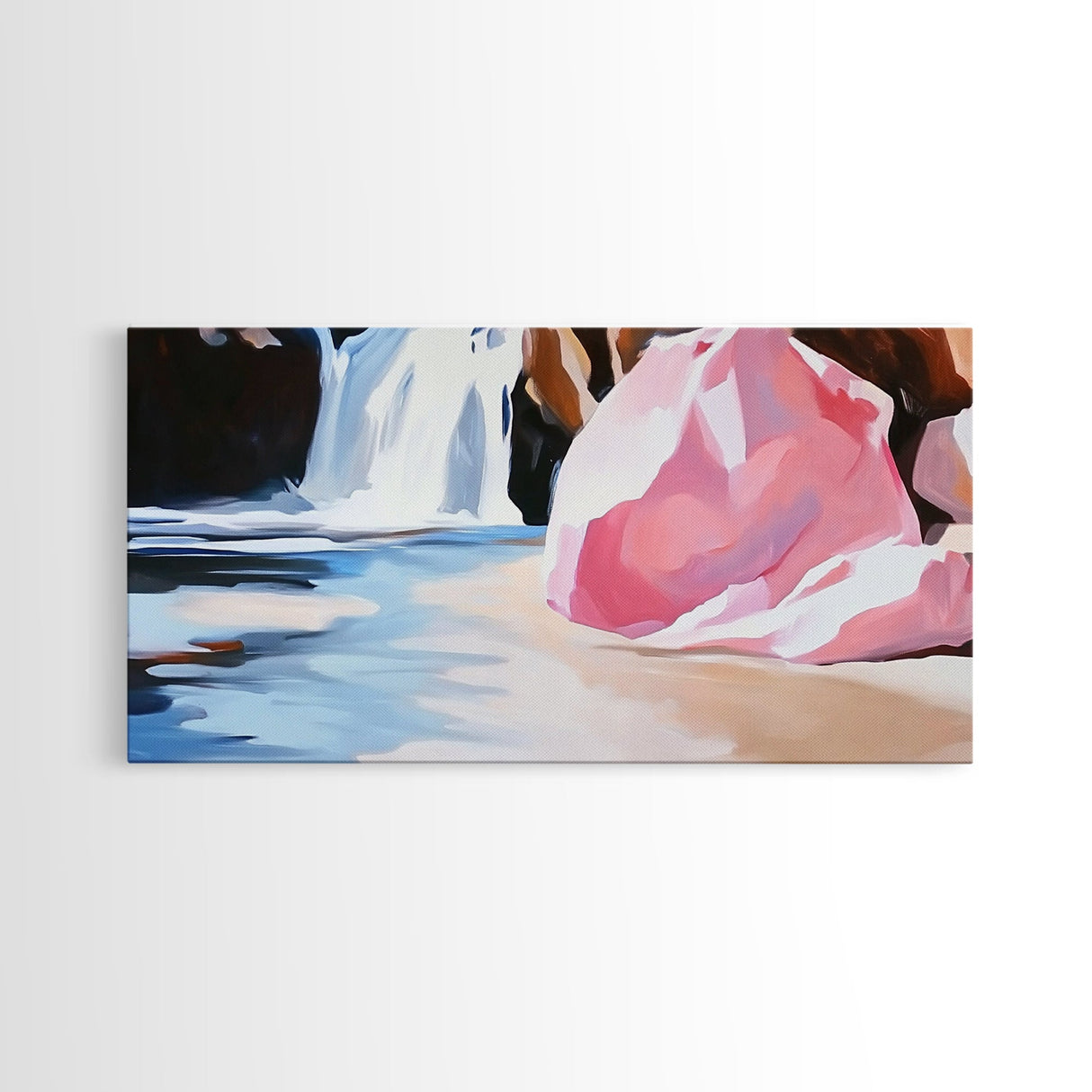 Waterfall Cove, Tranquil Scene, Canvas Print, Nature Wall Art, Serene Waterfall, Ocean Decor, Relaxing Home Art, Bathroom Wall Art
