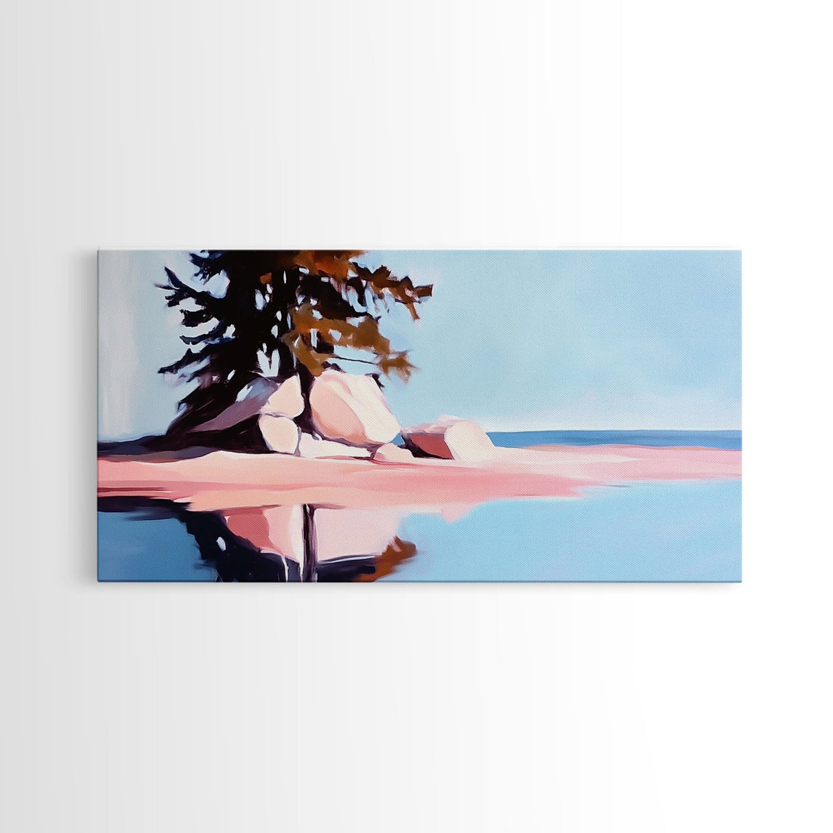 Lone Tree, Coastal Landscape, Canvas Print, Minimalist Nature Art, Tranquil Seascape, Modern Beach House Decor, Large Wall Art, Office