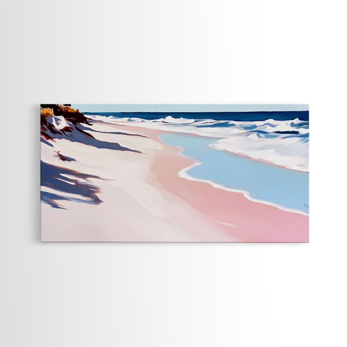 Ocean Waves, Coastal Retreat, Sandy Shore, Seaside Serenity, Framed Canvas Print, Beach House Decor, Living Room Wall Art, Nautical Theme
