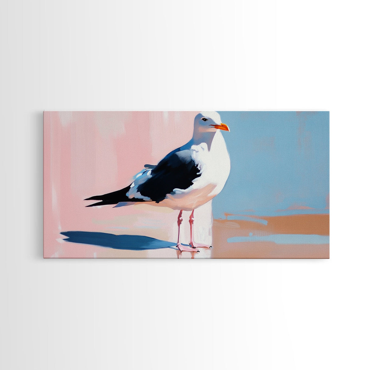 Seagull, Coastal, Nautical, Canvas Print, Beach House Wall Art, Nature Inspired, Minimalist Bird Painting, Oceanfront Home Decor