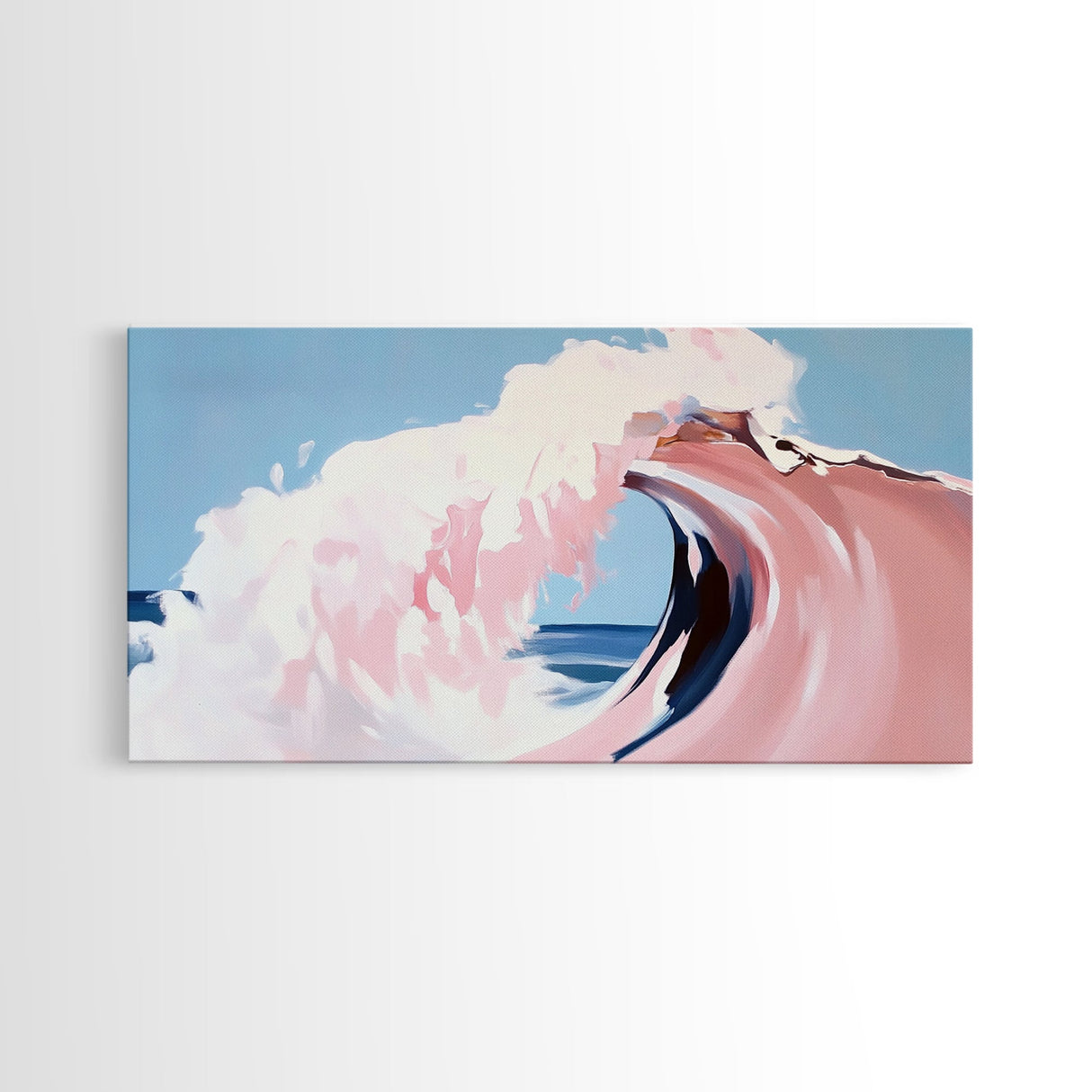 Ocean Wave, Surreal, Pink, Canvas Print, Coastal Wall Art, Dreamy Seascape, Beach House Decor, Modern Minimalist Painting, Unique