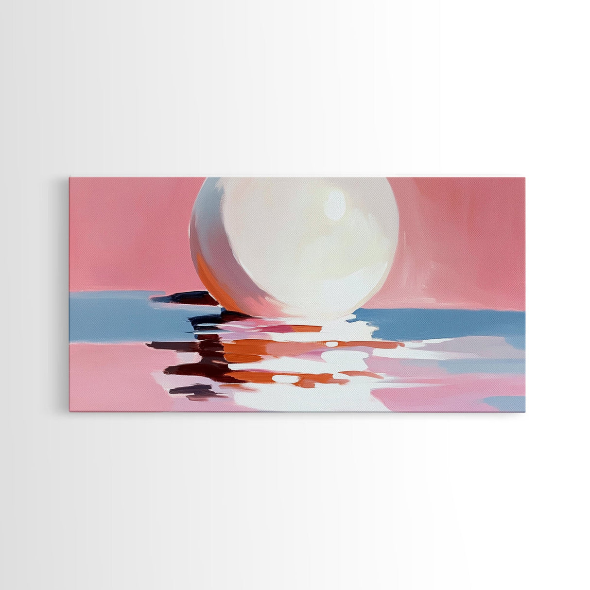 Blush Waves, Surf Art, Framed Canvas Print, Pink Seascape, Coastal Decor, Feminine Ocean Painting, Minimalist Wall Art