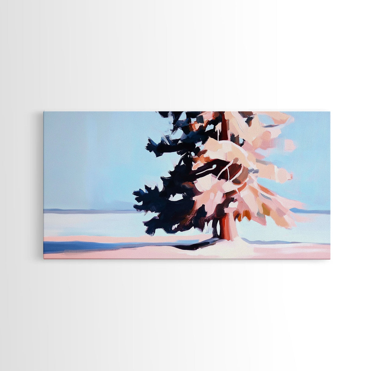 Winter Tree, Snowy Landscape, Framed Canvas Print, Minimalist Nature Art, Serene Wall Decor, Cozy Winter Aesthetic, Modern Wall Art