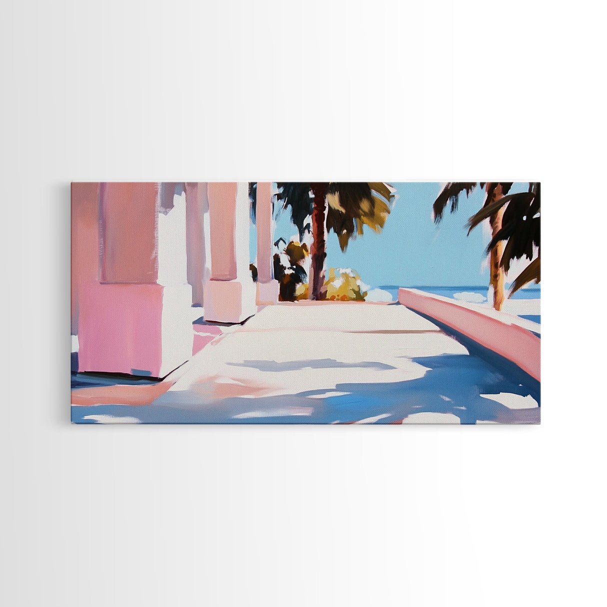 Palm Trees, Ocean View, Coastal Retreat, Canvas Print, Tropical Wall Art, Beach House Decor, Living Room Painting, Modern Minimalist Art