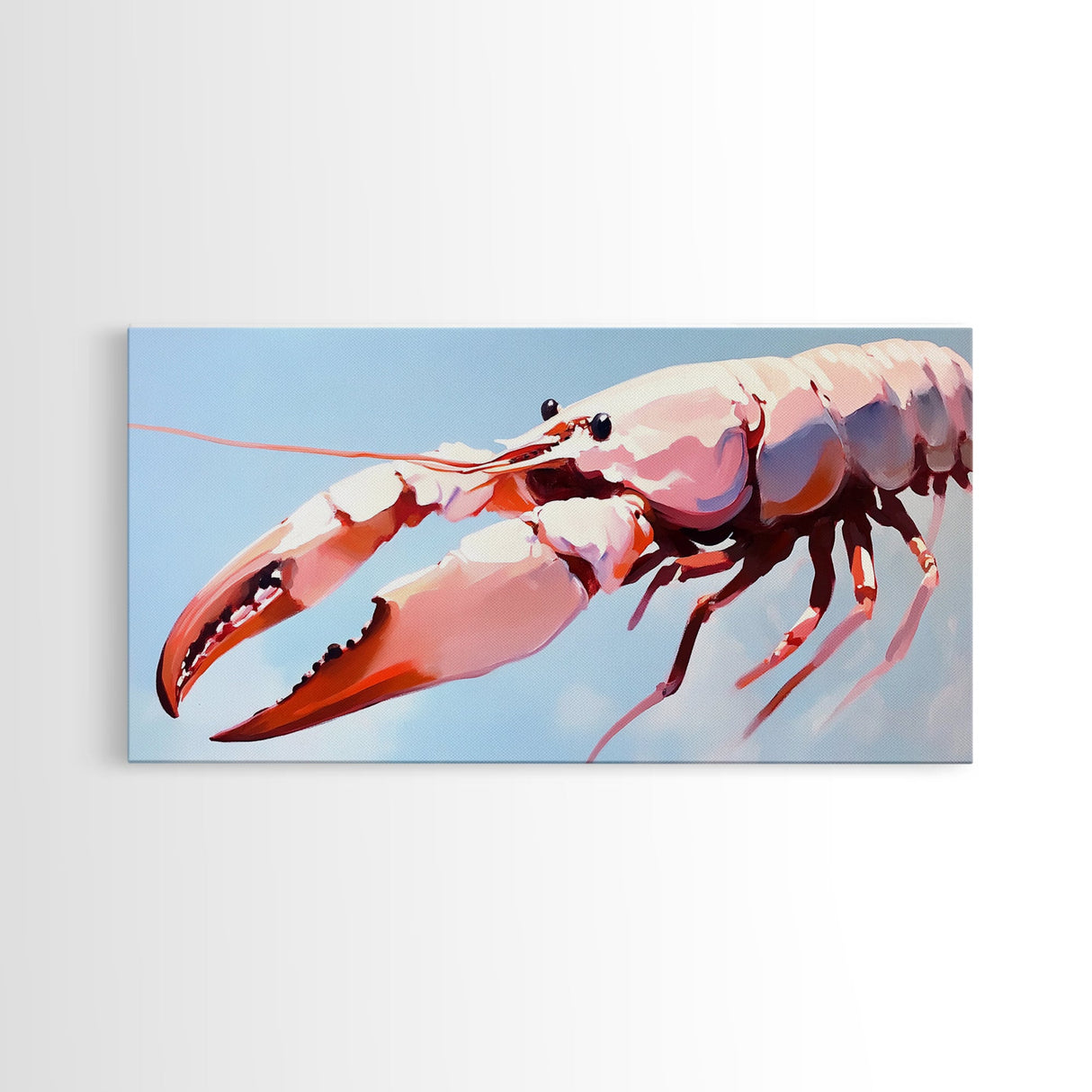 Lobster Art, Seafood Kitchen, Coastal Decor, Nautical Art, Framed Canvas Print, Ocean Inspired Wall Art, Beach House Aesthetic, Modern Artwork