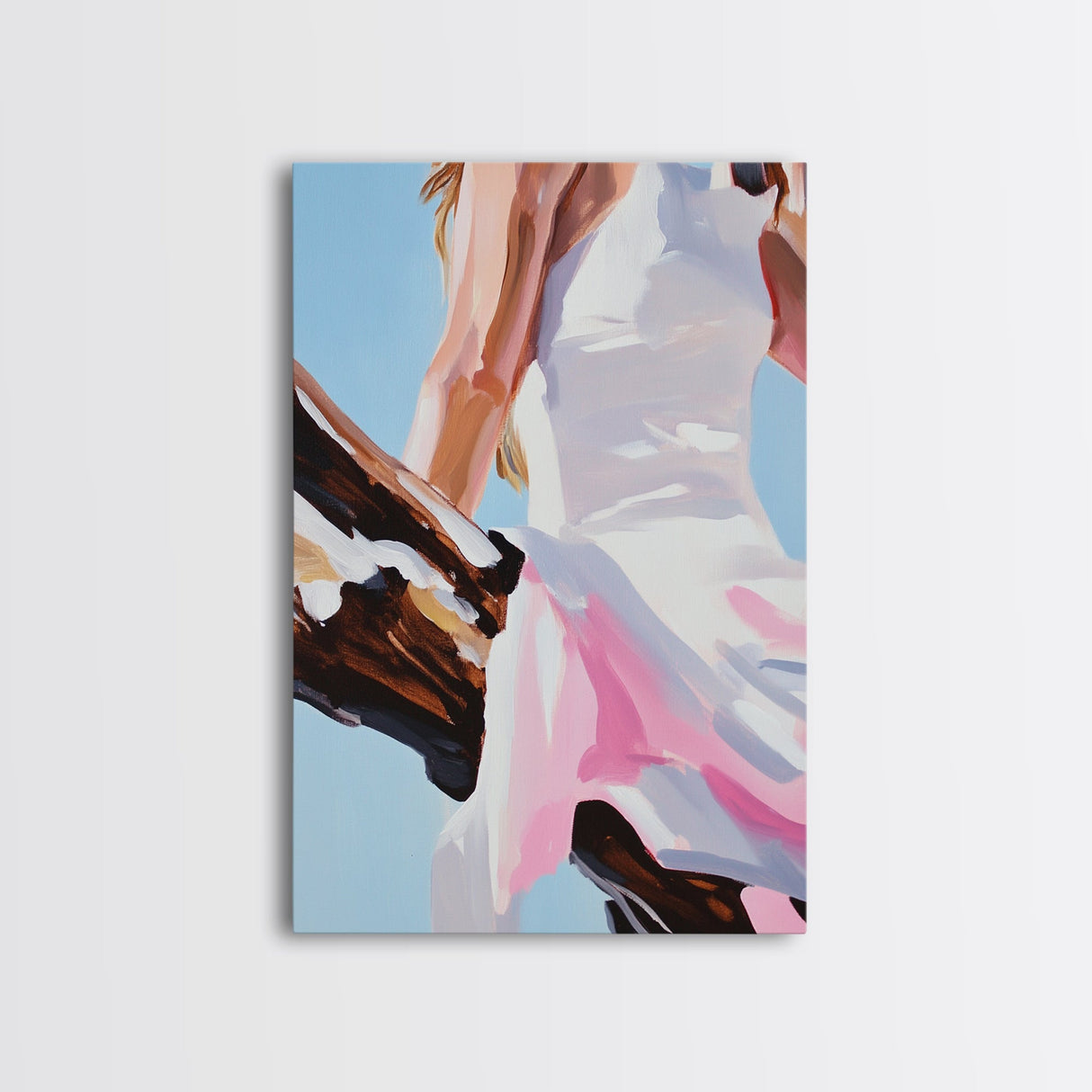 Summer Dress, Breezy Style, Feminine Art, Carefree Vibes, Romantic Aesthetic, Canvas Print, Bedroom Wall Art, Modern Fashion Painting