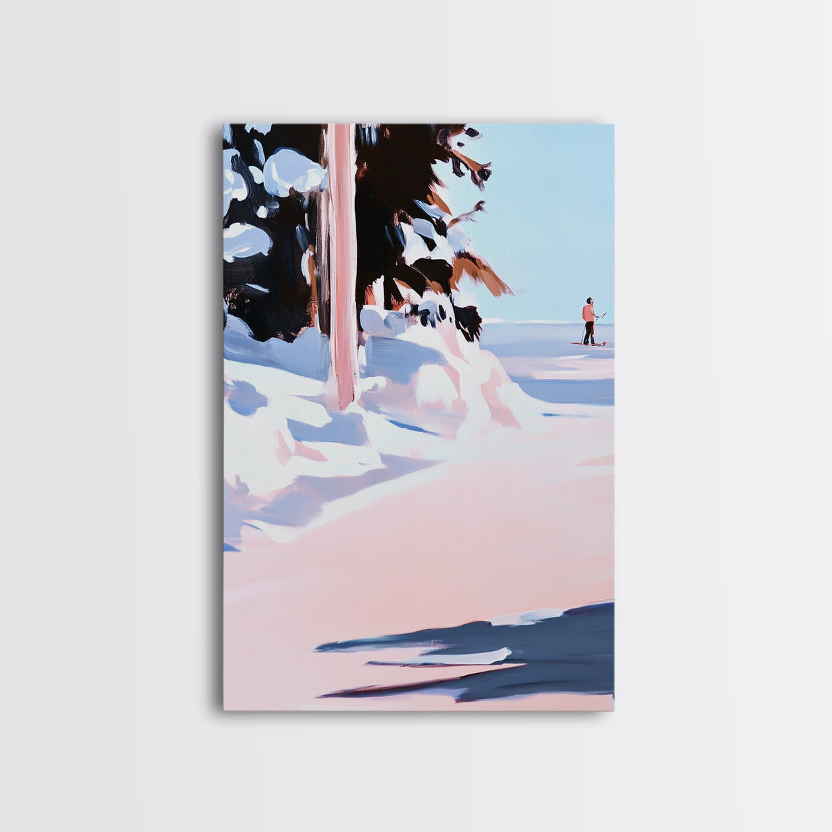 Winter Landscape, Snow Scene, Skiing Artwork, Canvas Print, Holiday Wall Art, Christmas Aesthetic, Cabin Decor, Living Room Wall Art
