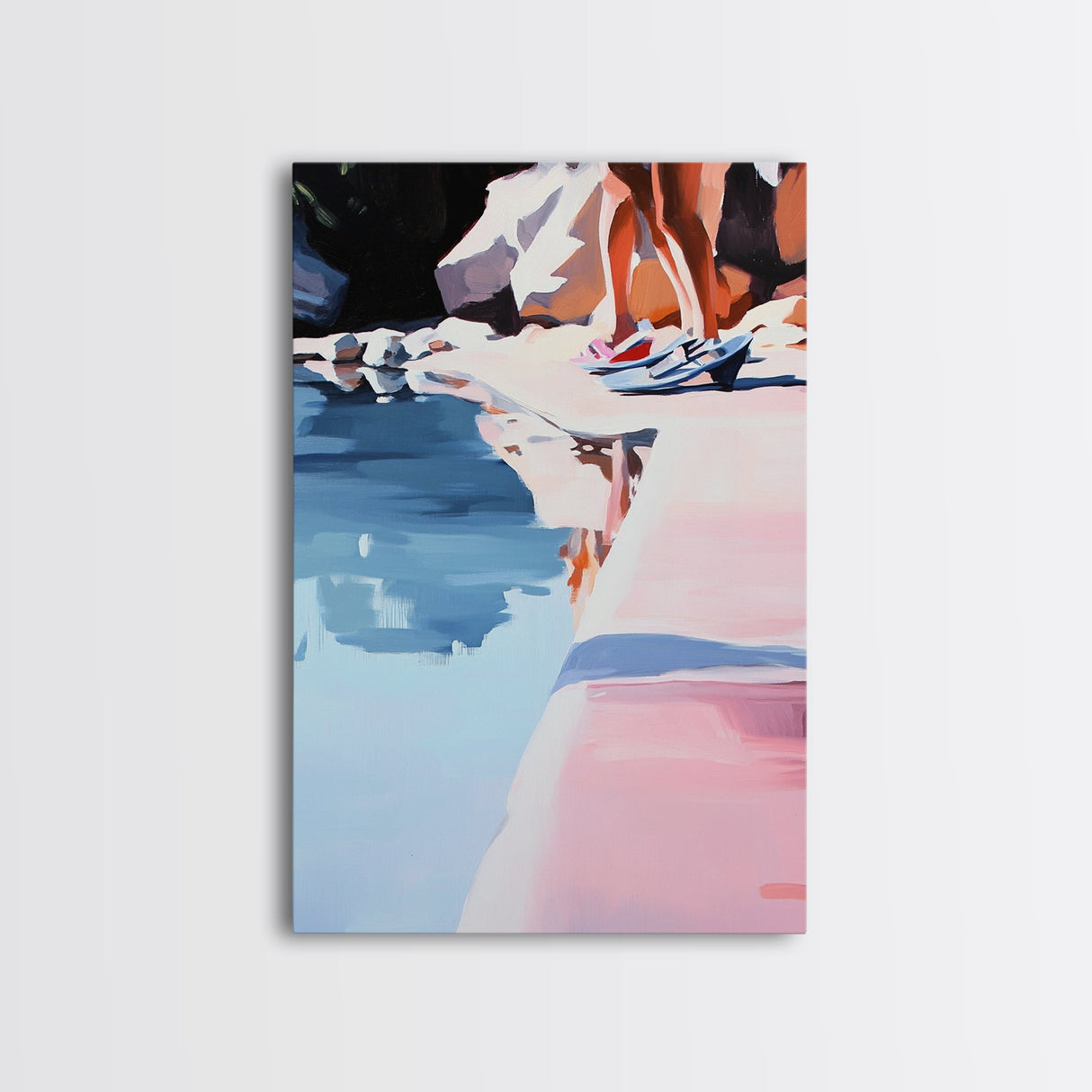 Poolside Reflection, Summer Wall Art, Coastal Aesthetic, Modern Art, Beach House Decor, Relaxation Theme, Canvas Print, Minimalist Style