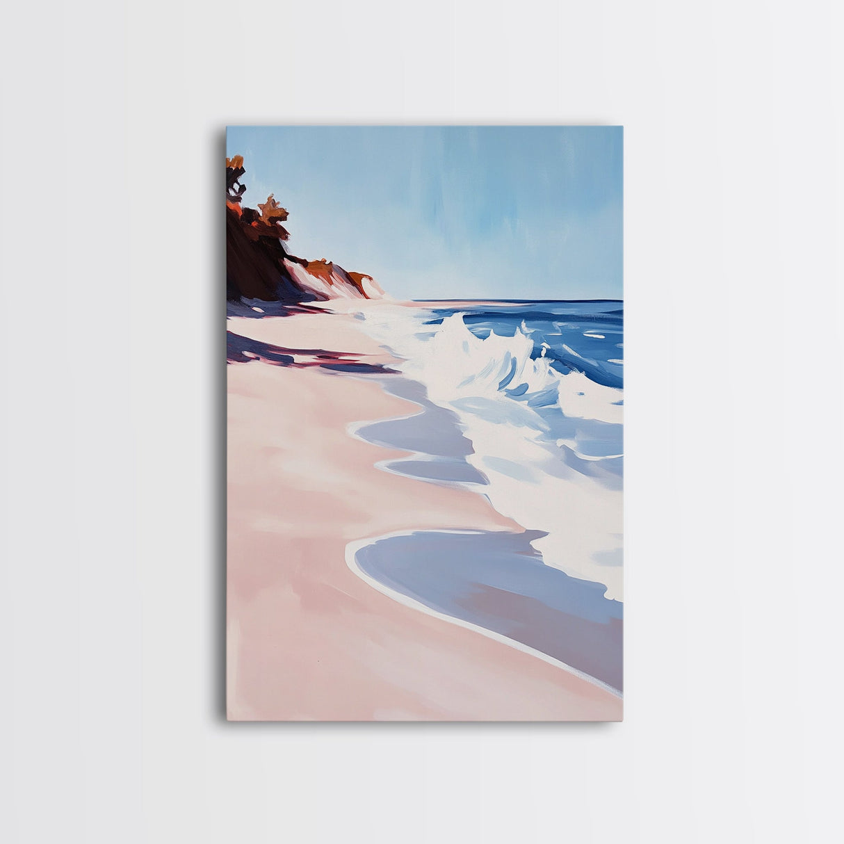 Ocean Waves, Coastal Art, Beach House Print, Nautical Wall Art, Framed Canvas Print, Modern Seascape, Minimalist Decor, Blue Tones