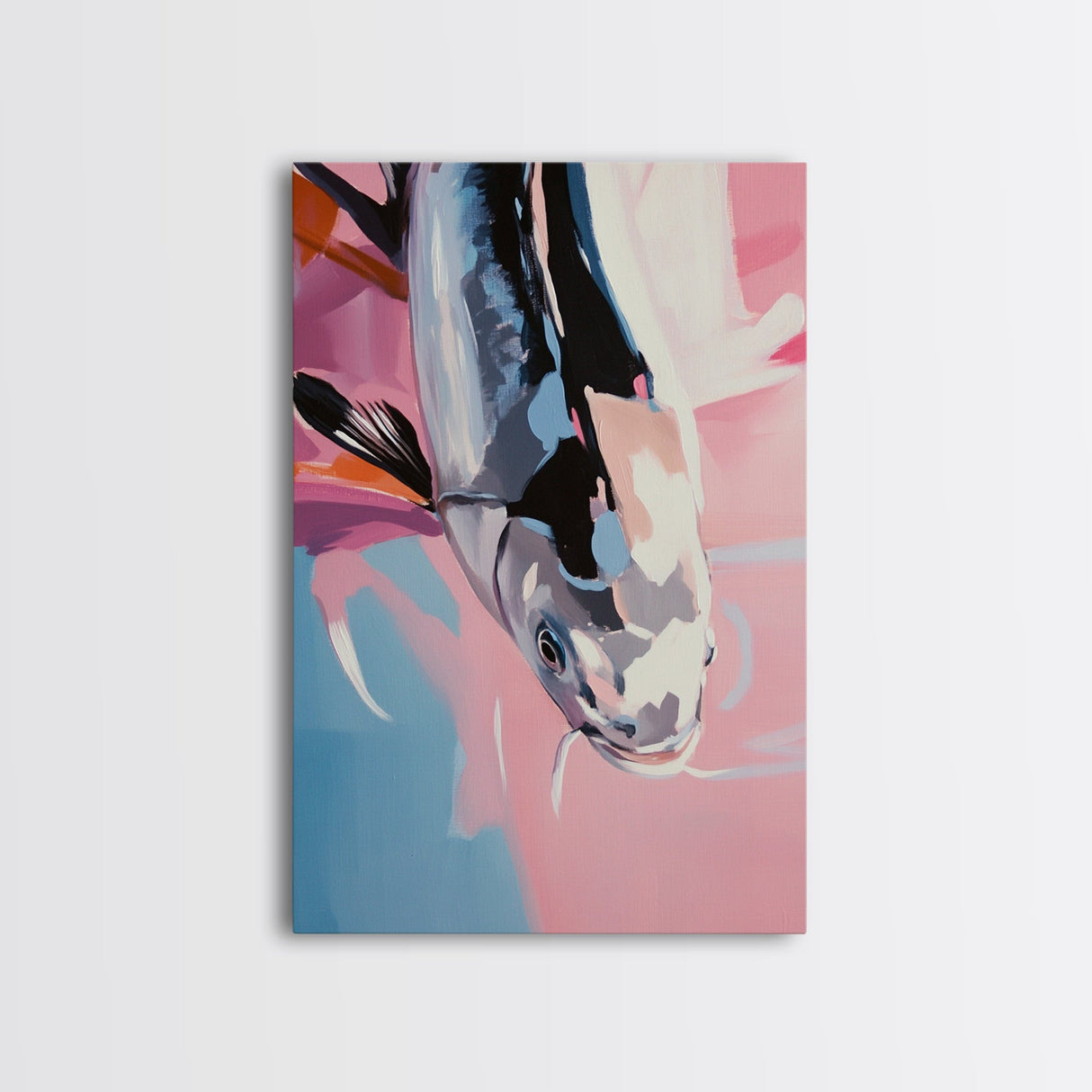 Koi Fish, Japanese Art, Watercolor Style, Zen Aesthetic, Framed Canvas Print, Tranquil Wall Art, Meditation Space, Living Room Decor
