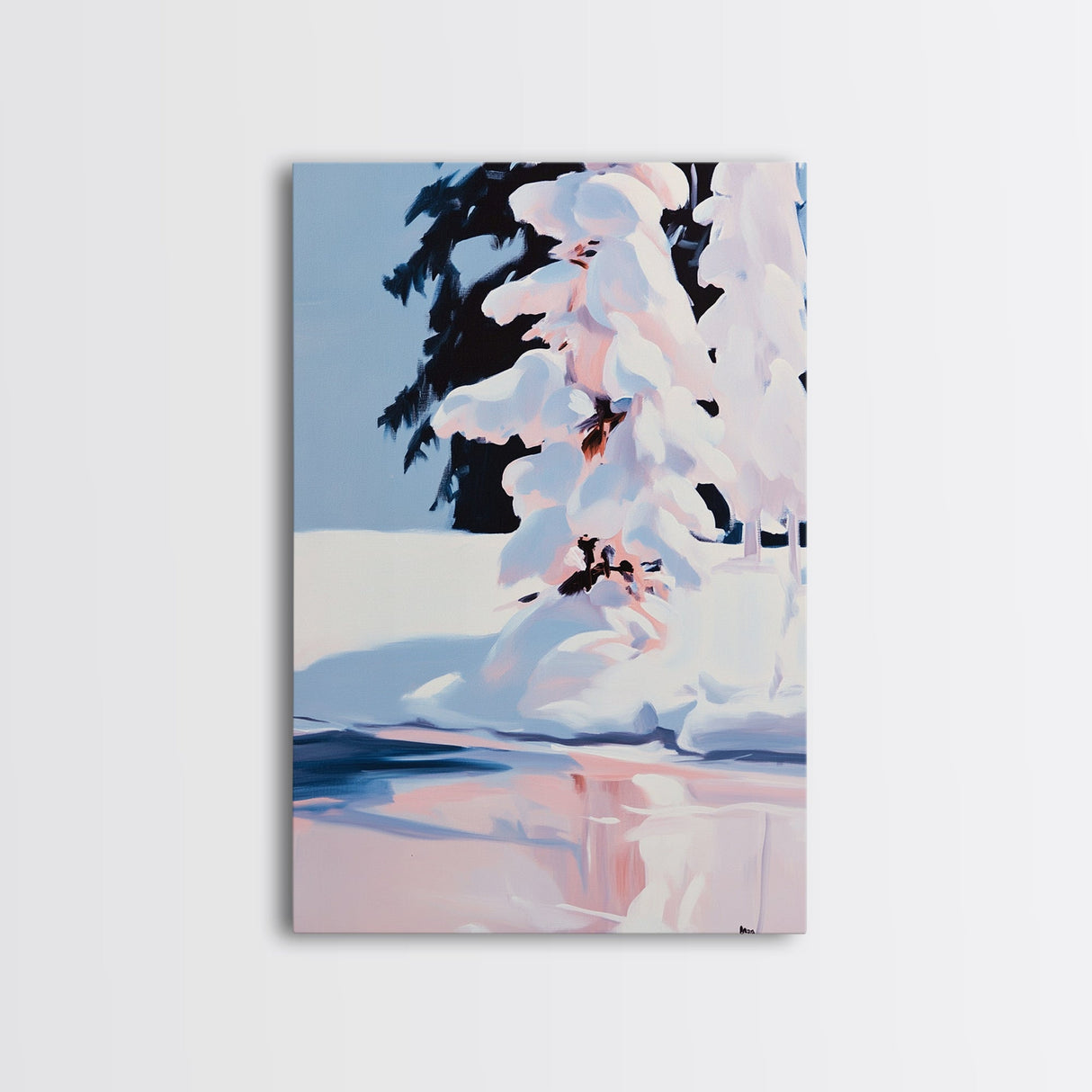 Winter Trees, Snow Covered Pines, Holiday Aesthetic, Cozy Christmas Wall Art, Frosty Forest Scene, Scandinavian Decor, Canvas Print