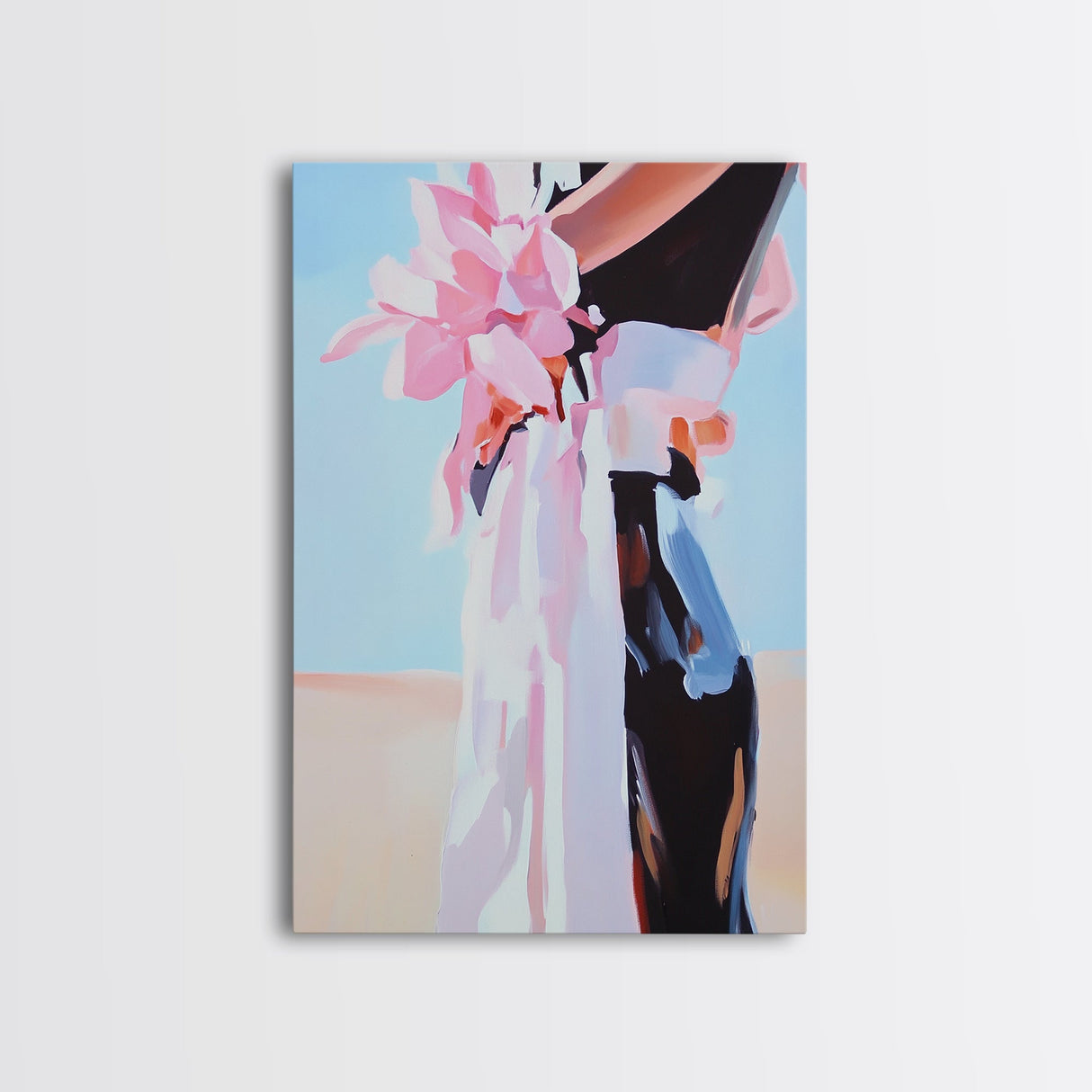 Floral Fashion, Bold Feminine Art, Chic Boho Aesthetic, Modern Home Decor, Stylish Living Room Wall Art, Framed Canvas Print